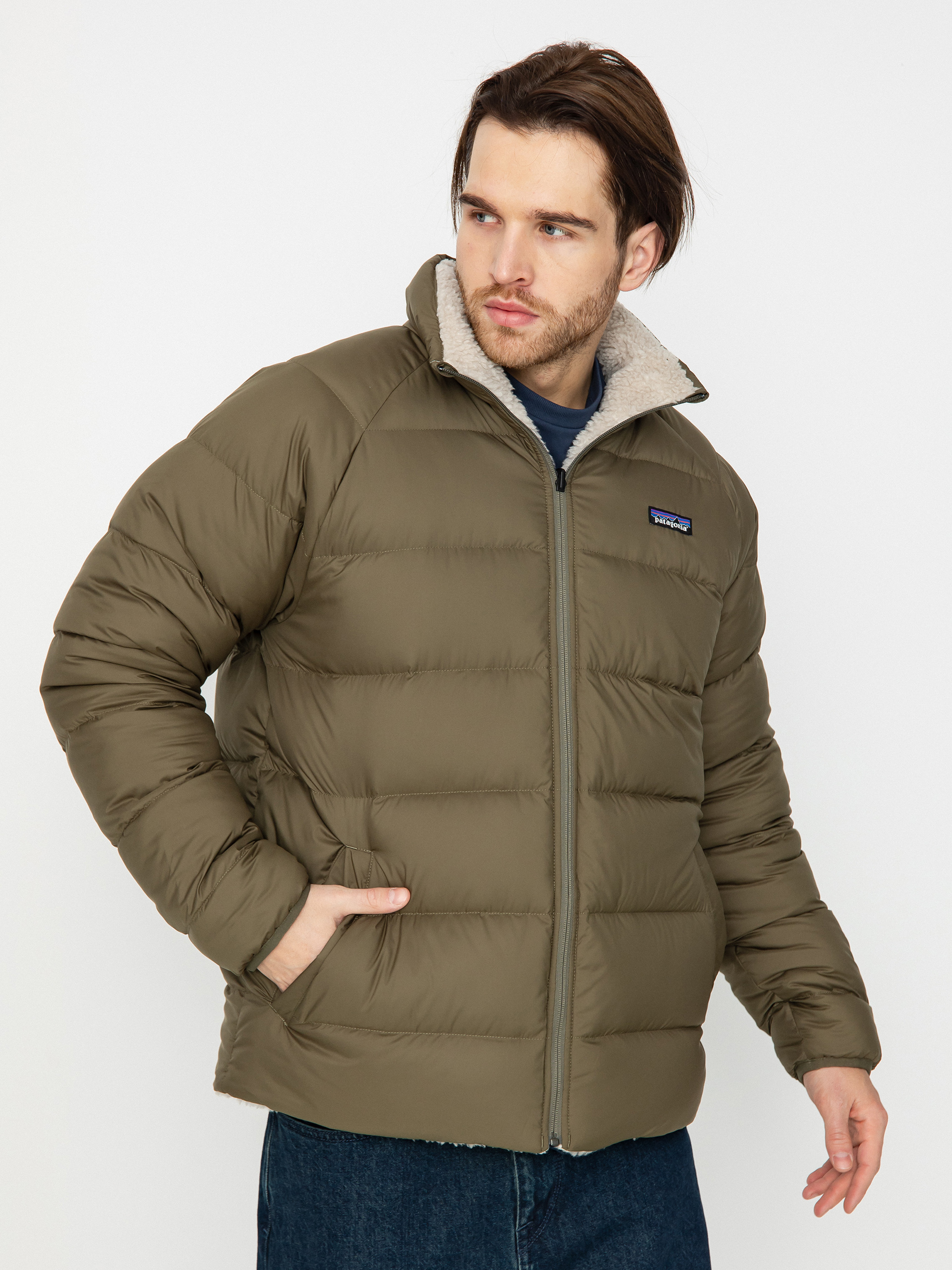 Patagonia Reversible Silent Down Jacket (basin green)