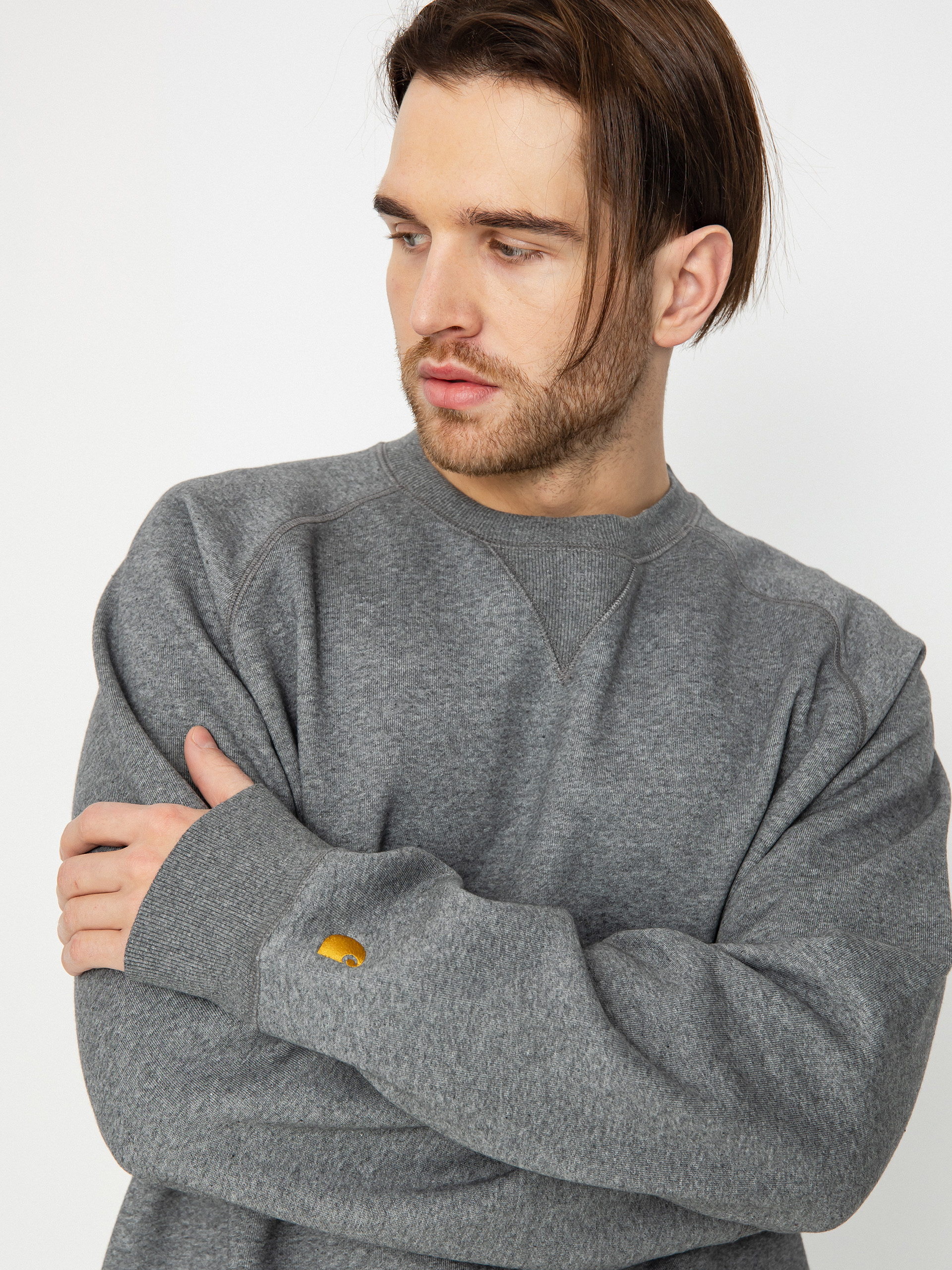 Carhartt WIP Chase Sweatshirt (dark grey heather/gold)