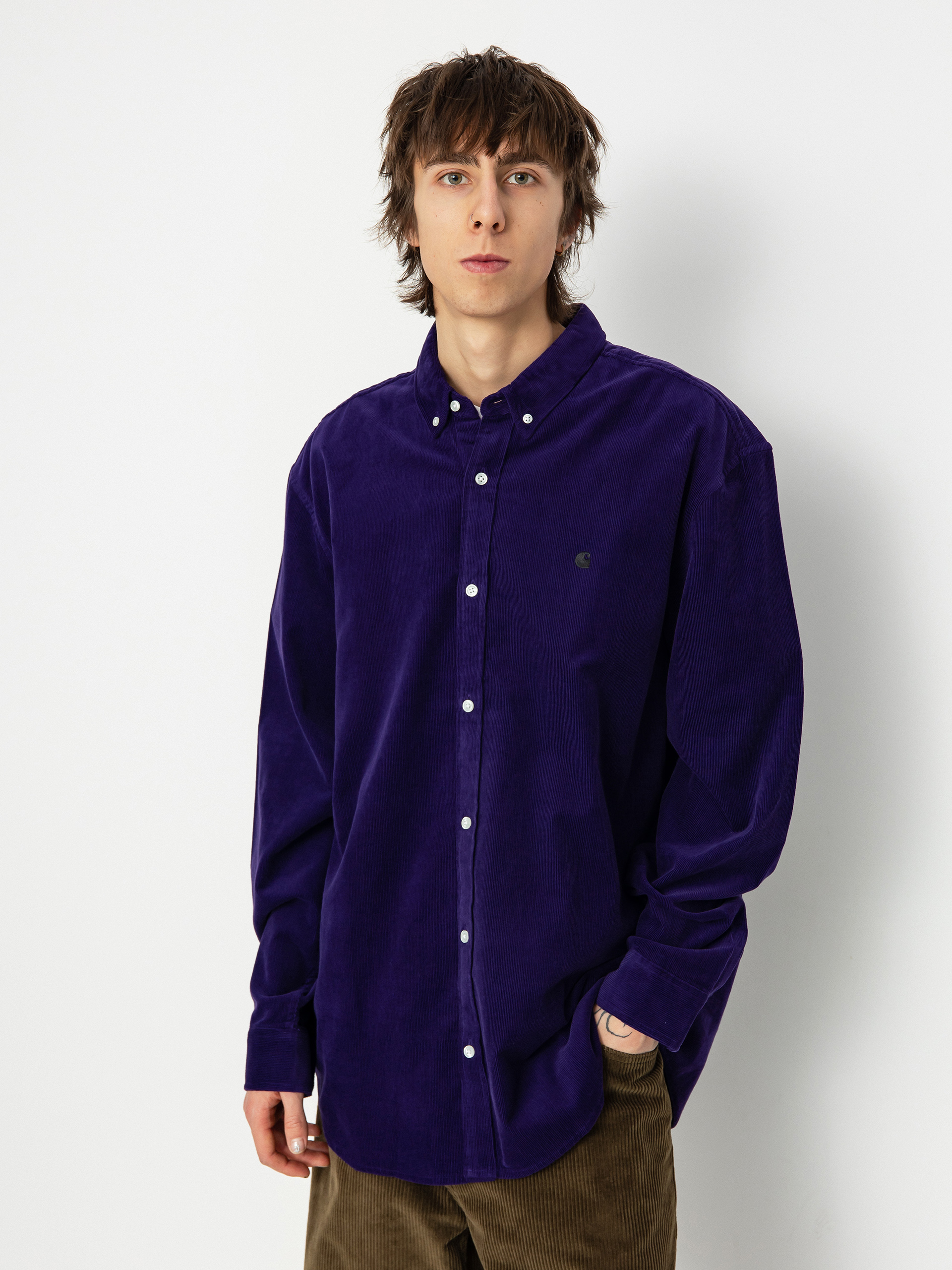 Carhartt WIP Madison Fine Cord Shirt (tyrian/black)