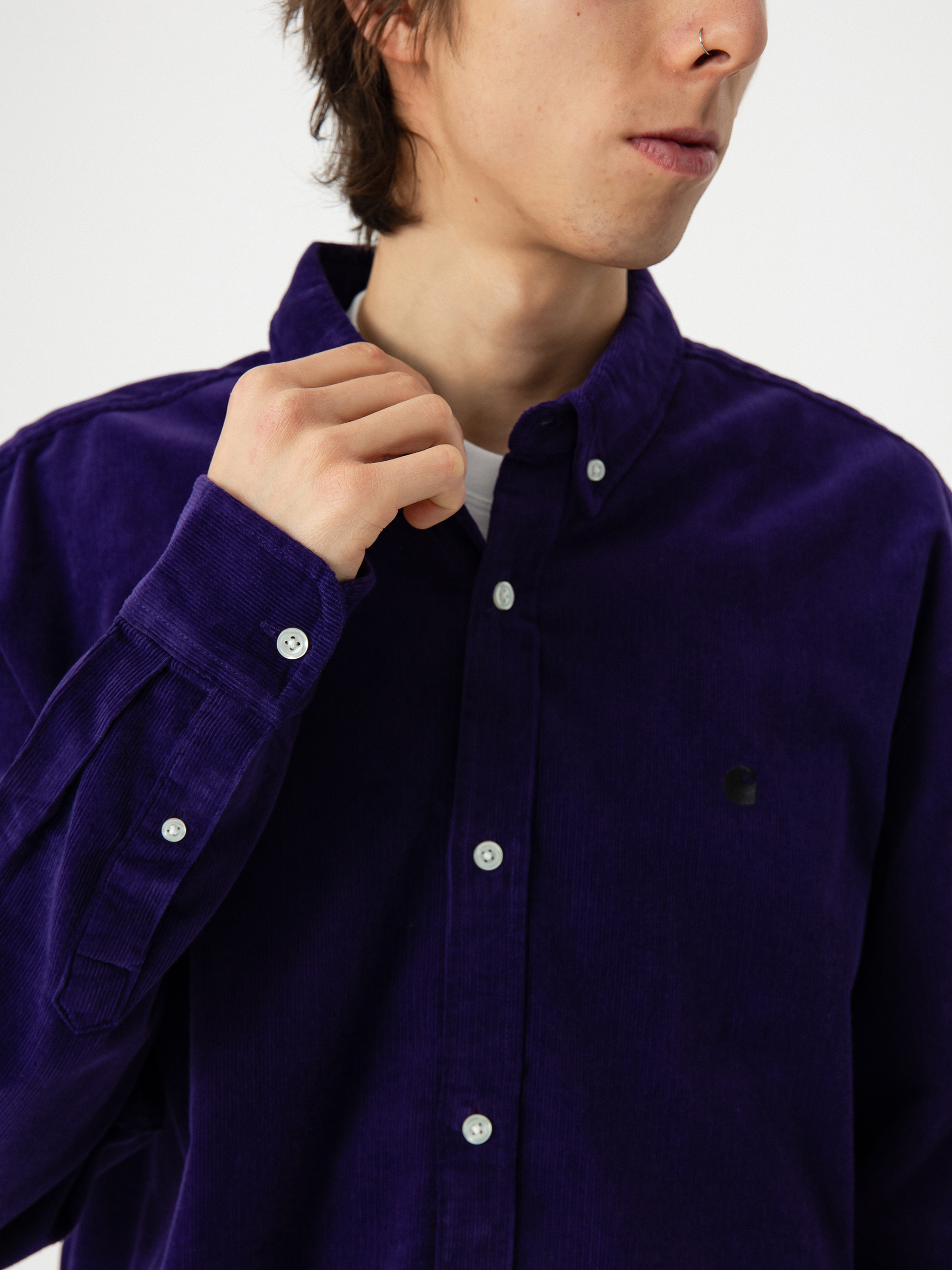 Carhartt WIP Madison Fine Cord Shirt (tyrian/black)