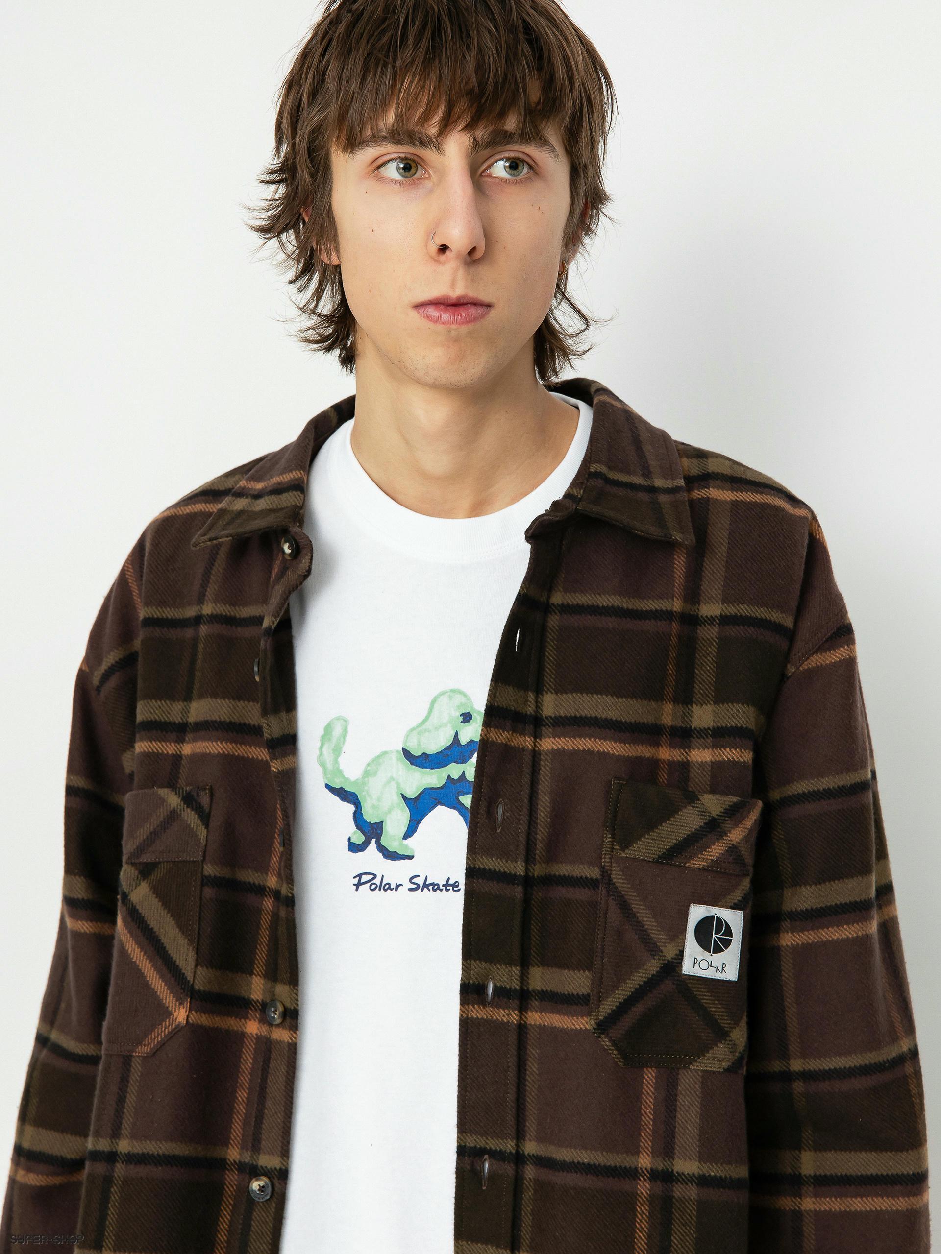 Polar Skate Mike Flannel Shirt (brown/mauve)