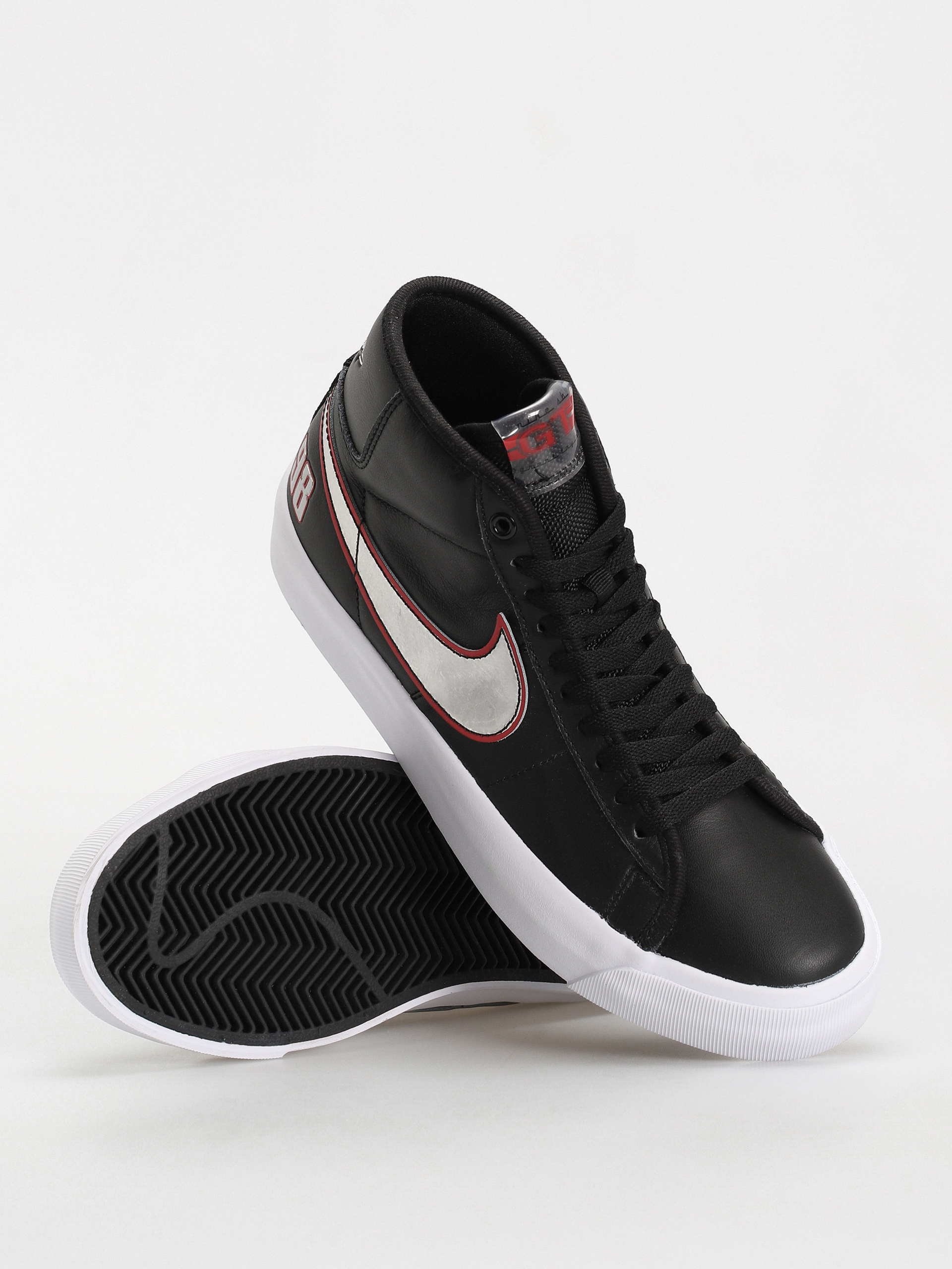 Nike SB Zoom Blazer Mid Pro GT Shoes (black/metallic silver university red)