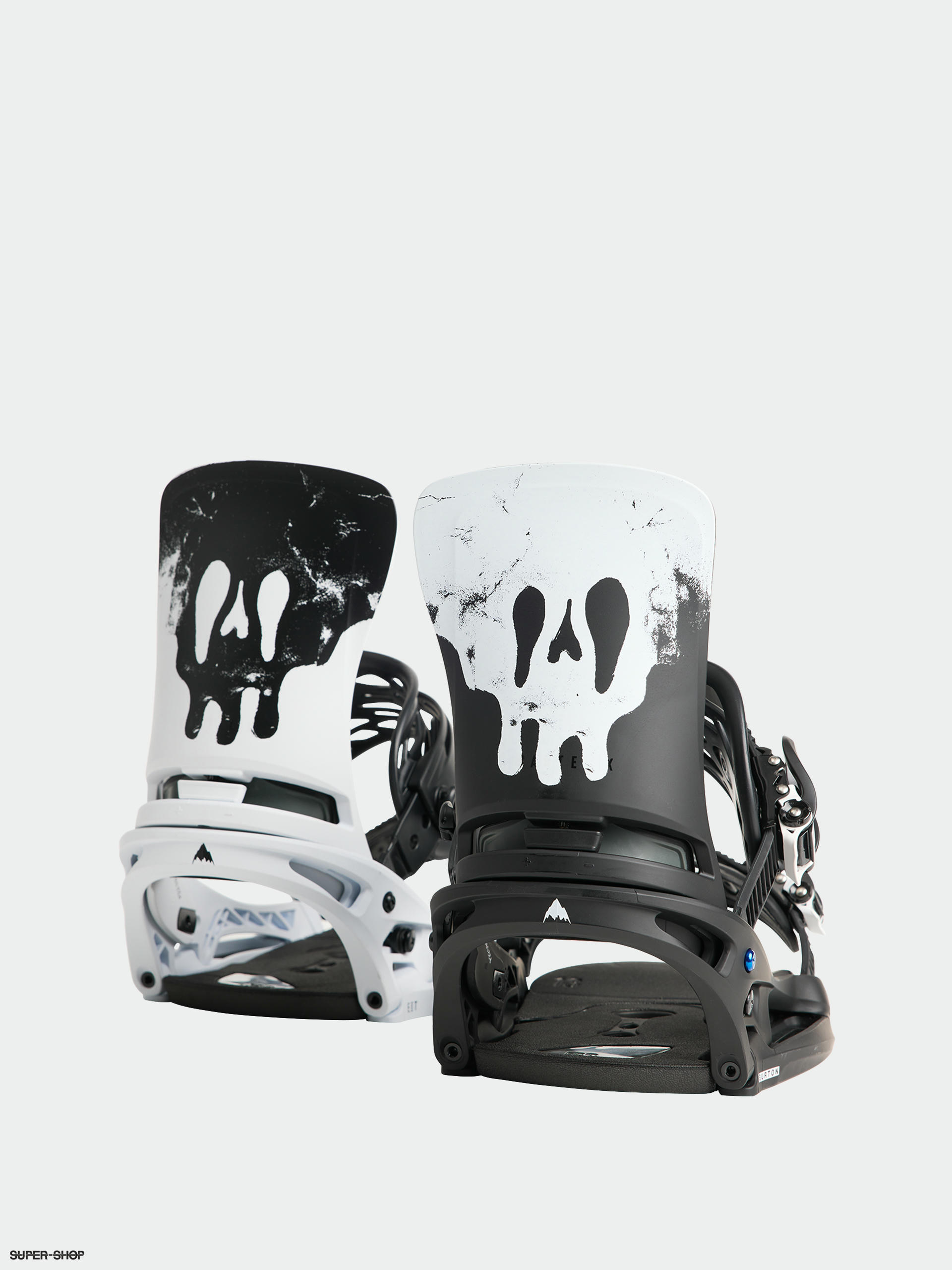 Mens Burton Cartel X Est Snowboard bindings black white graphic