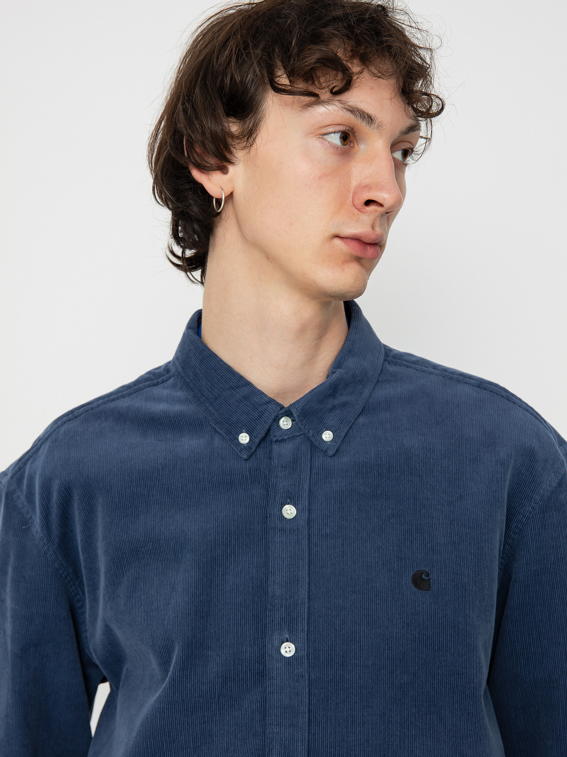 Carhartt WIP Madison Fine Cord Shirt - navy blue (hudson blue/black)