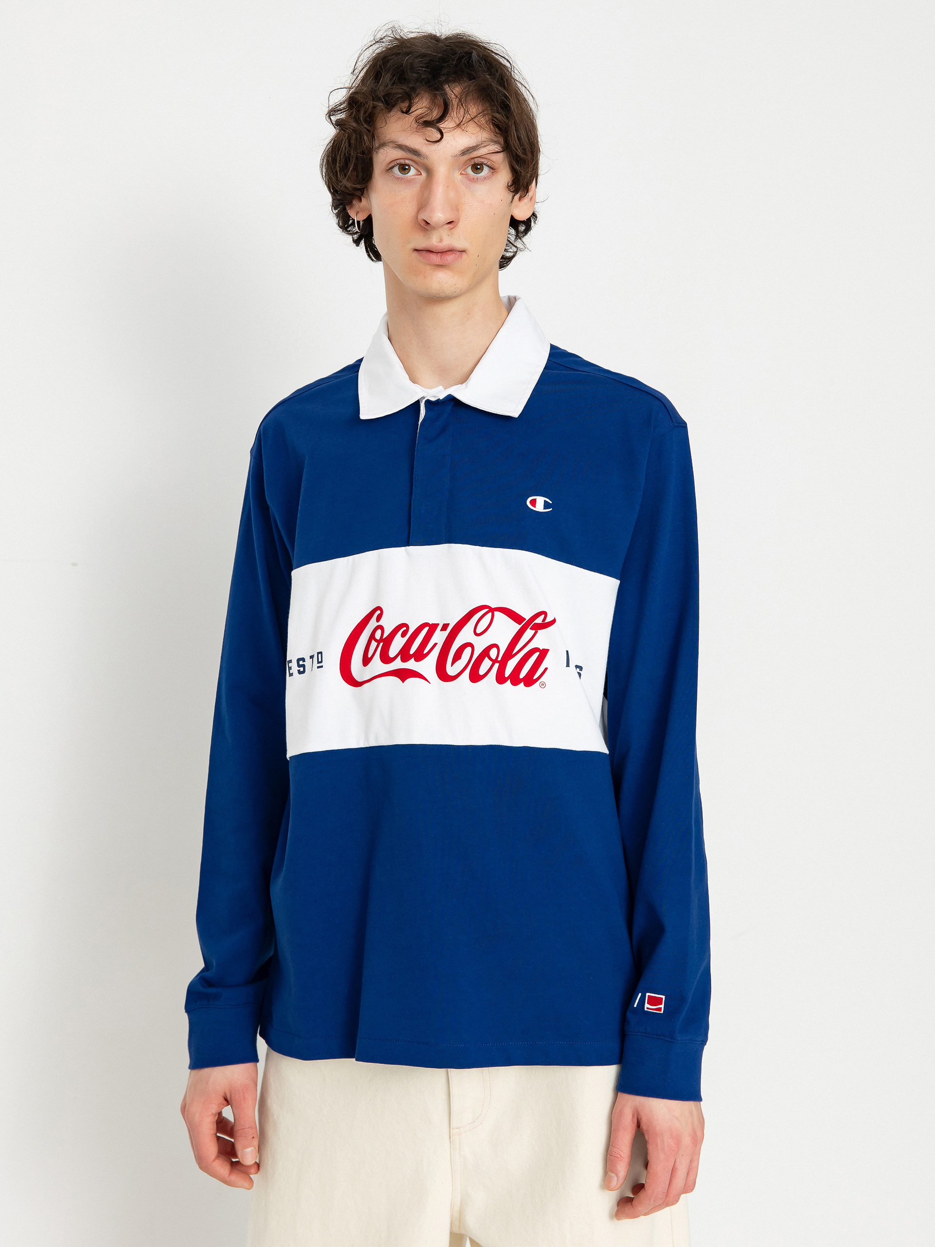 Champion X Coca Cola Striped 220185 Polo t-shirt - blue (bwb/wht)