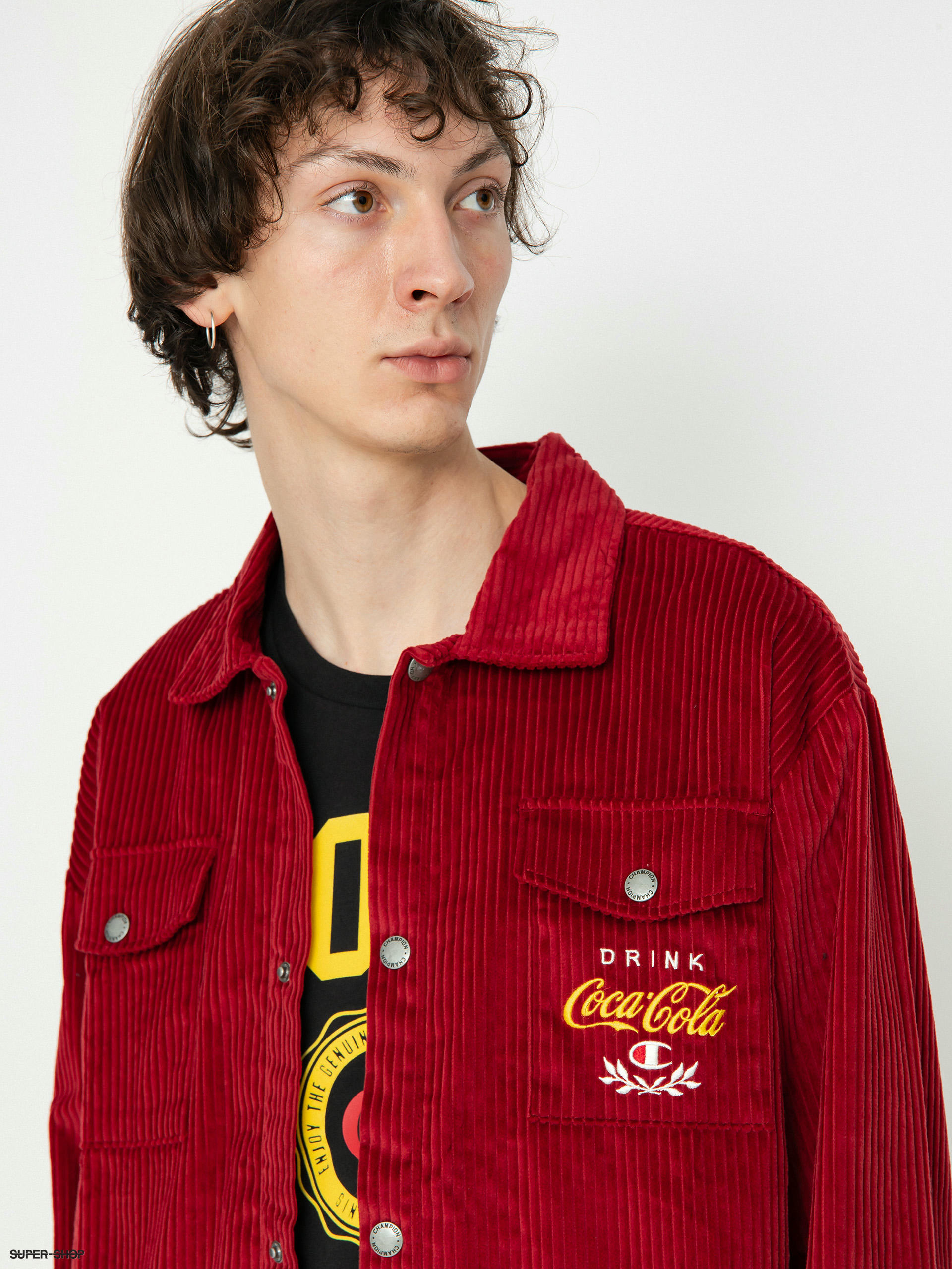 Hype x Coca Cola Borg Lined Coach Jacket In Red With Back Print | ASOS