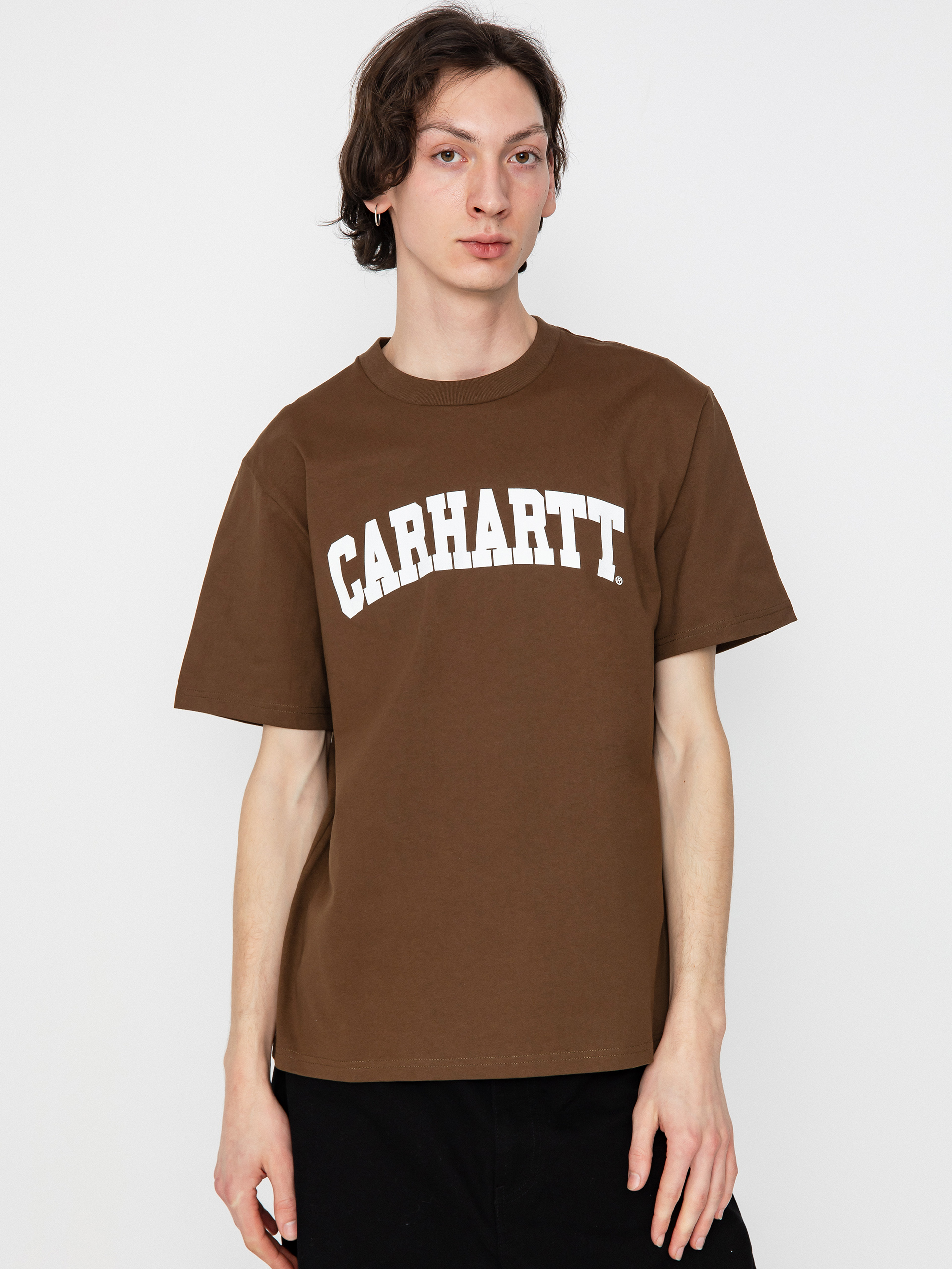 Carhartt WIP University T shirt brown lumber white