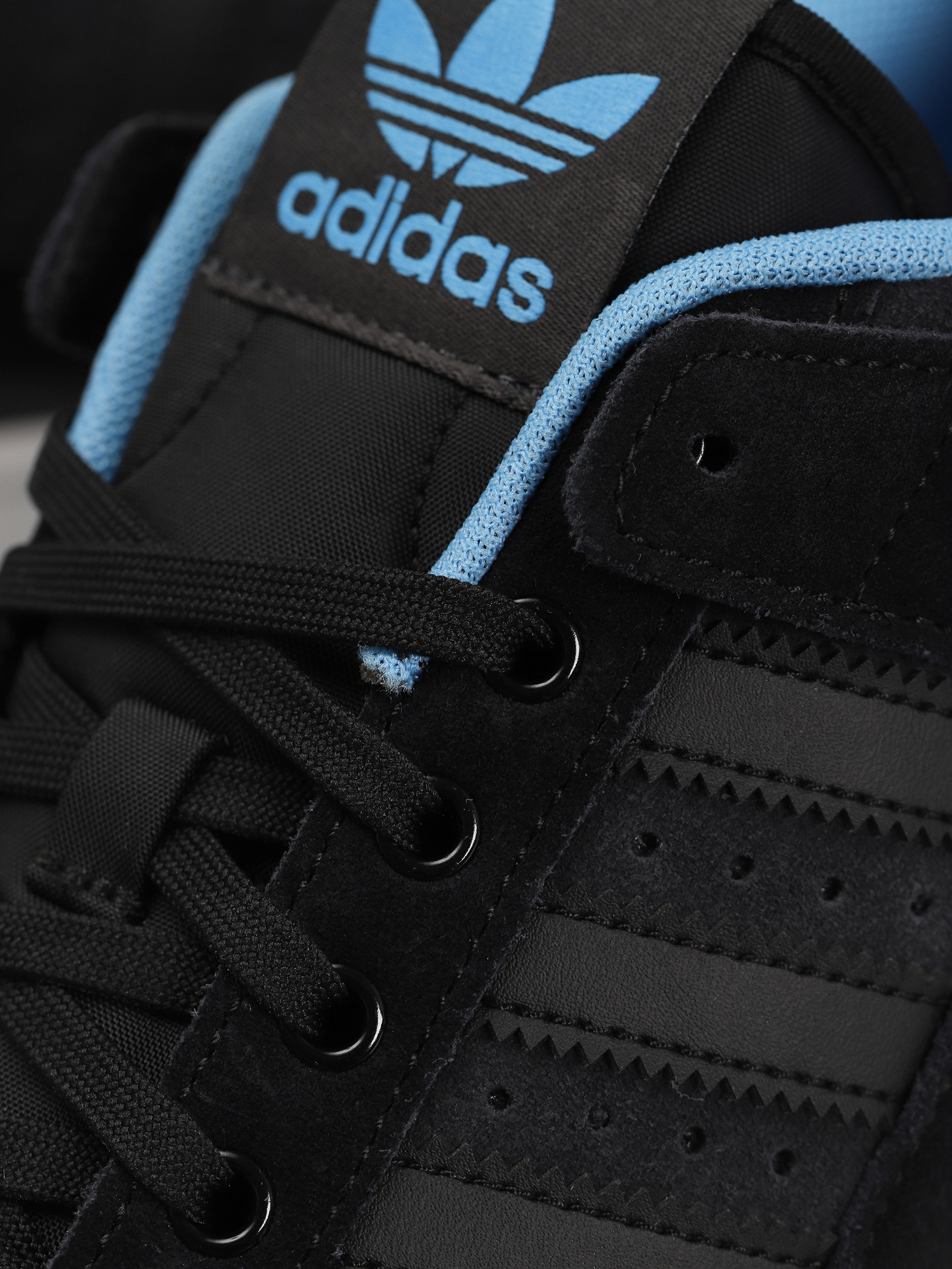 adidas black with blue stripes