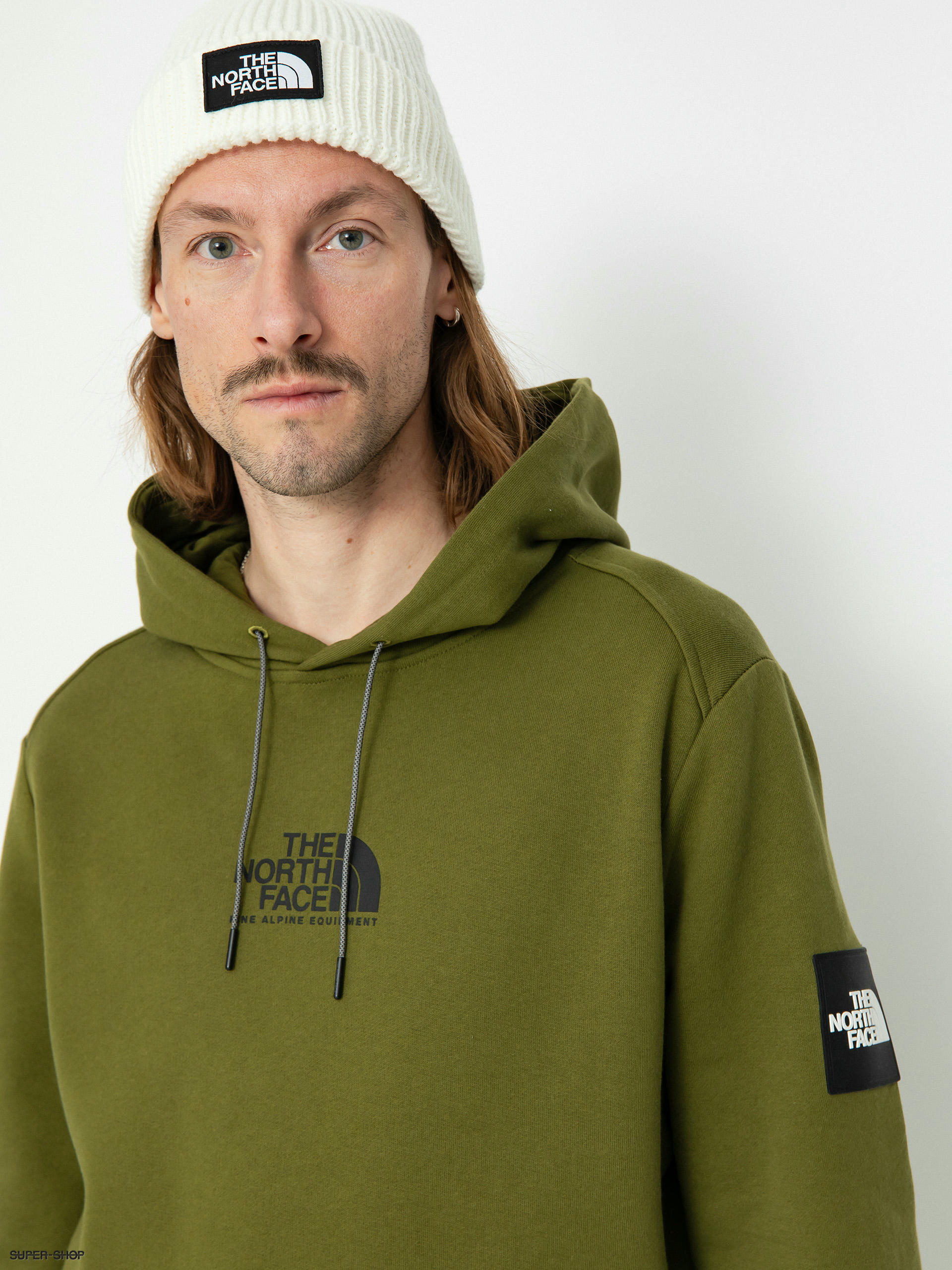 Olive green north outlet face hoodie