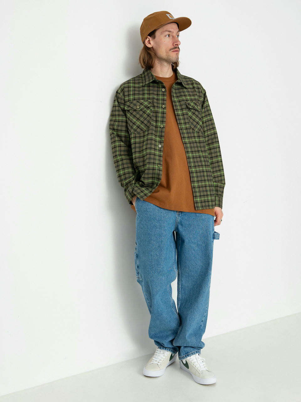 Nike SB Flannel Button Up Hemd (medium olive/cargo khaki)