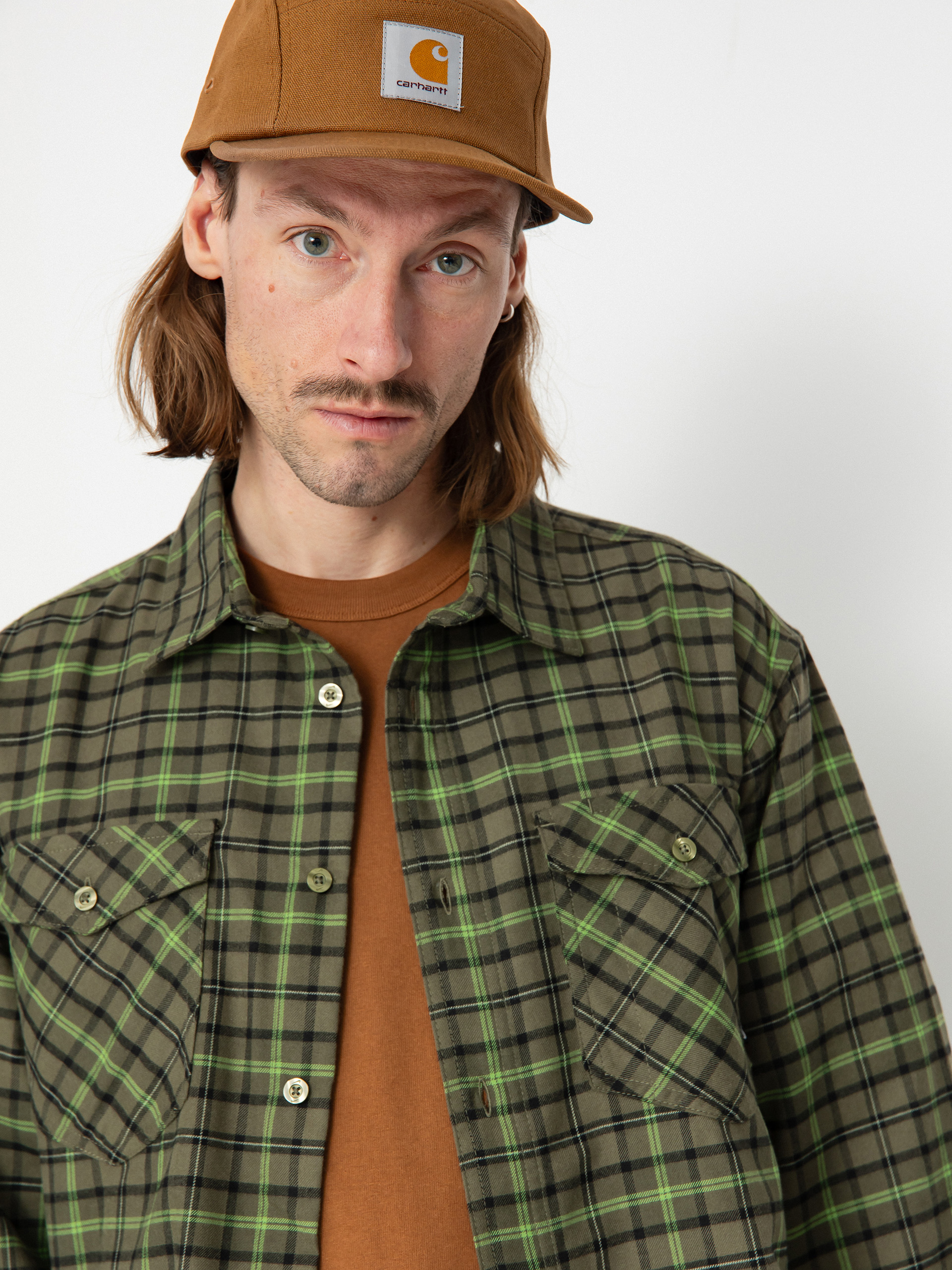 Nike SB Flannel Button Up Shirt (medium olive/cargo khaki)