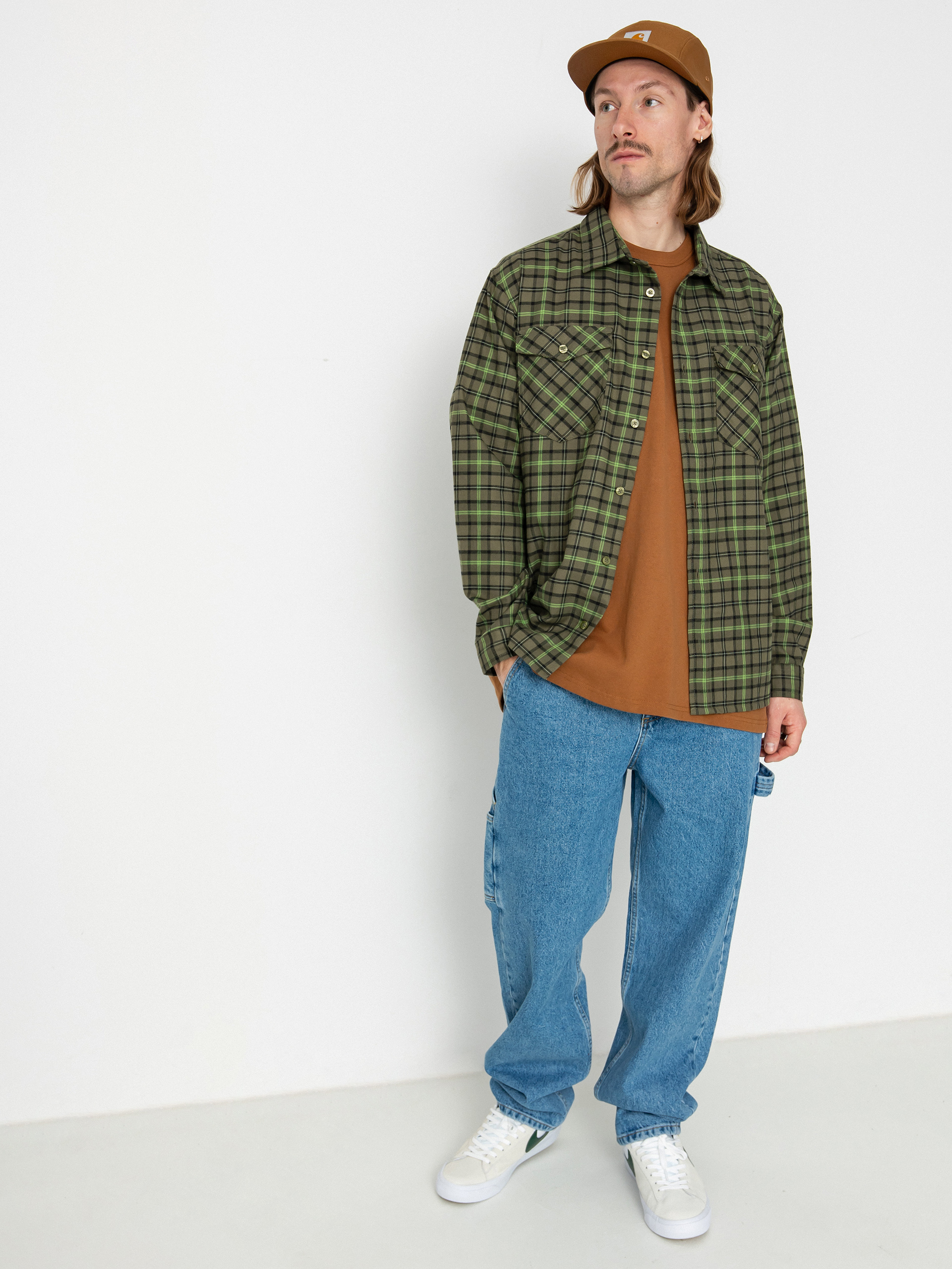 Nike SB Flannel Button Up Shirt (medium olive/cargo khaki)