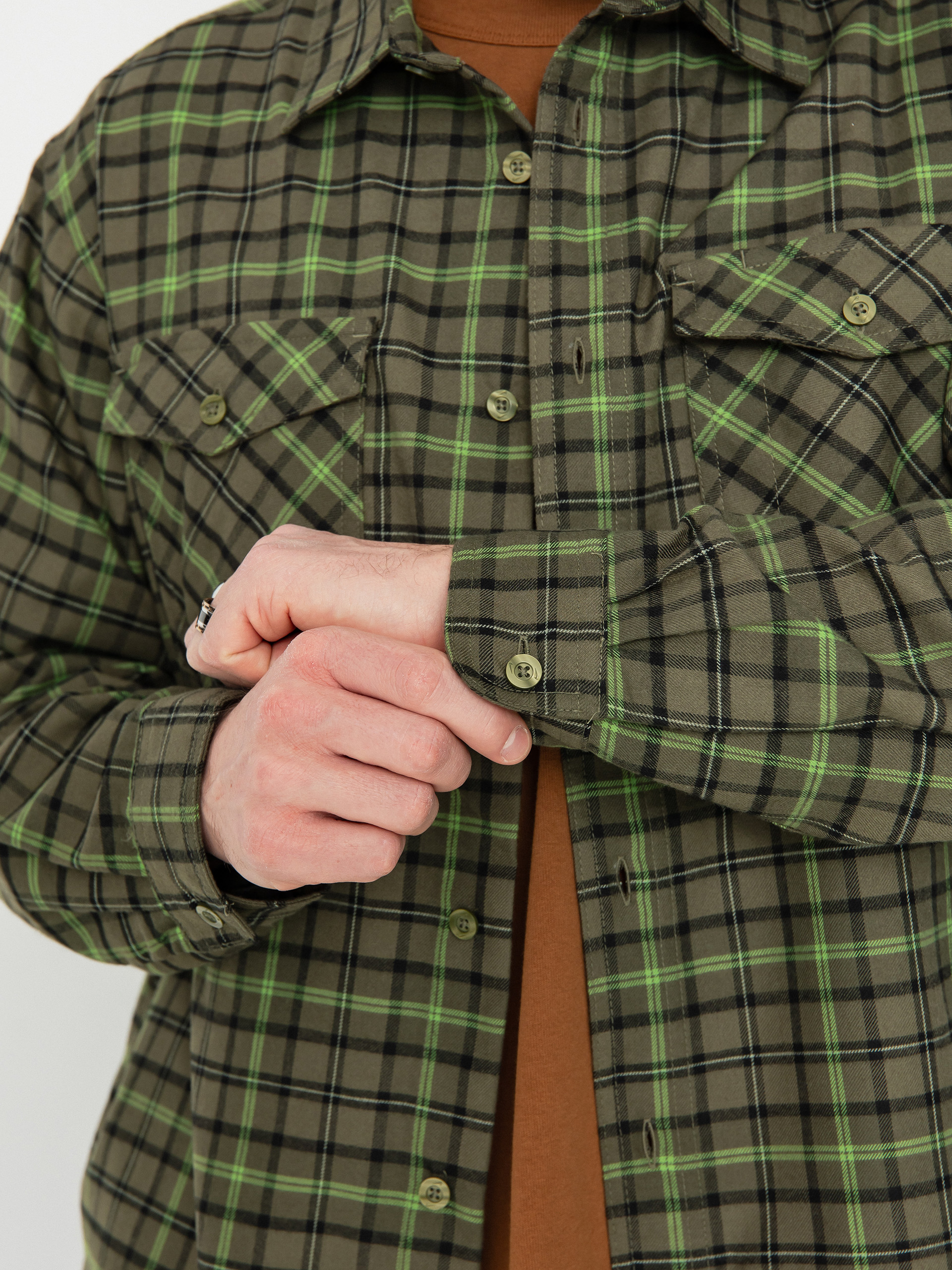 Nike SB Flannel Button Up Shirt (medium olive/cargo khaki)