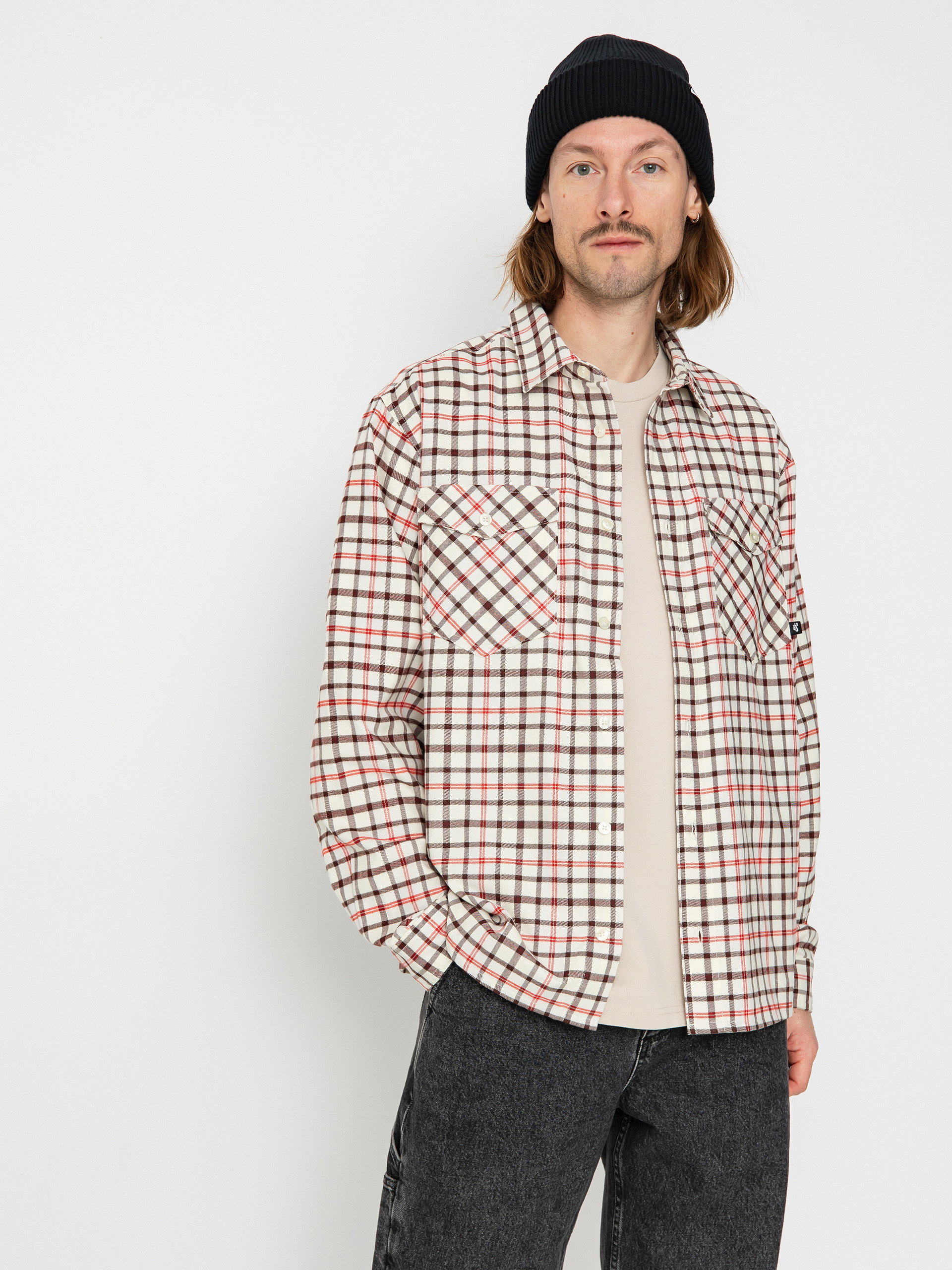 Nike SB Flannel Button Up Shirt (coconut milk/light bone)