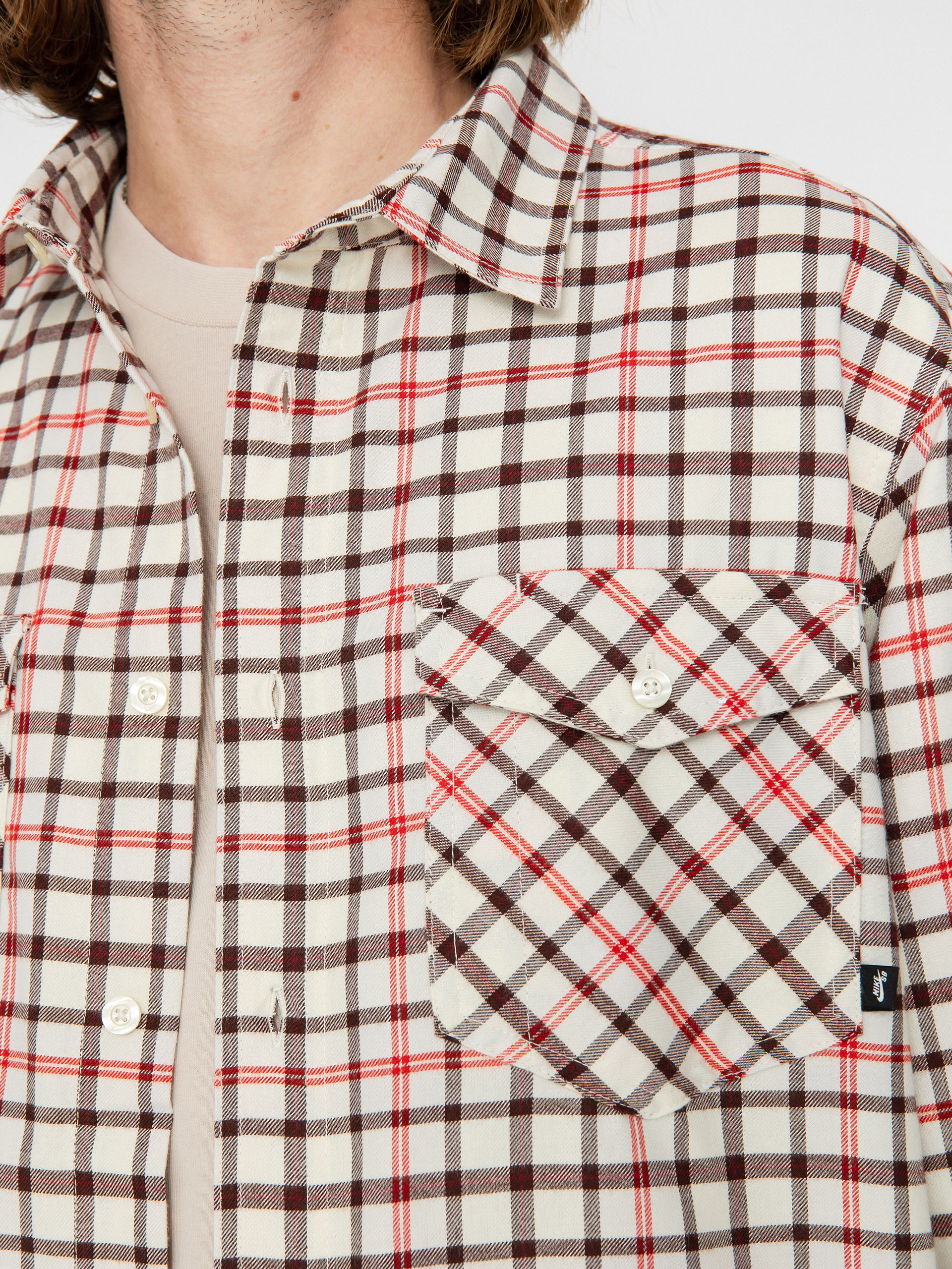 Nike SB Flannel Button Up Shirt (coconut milk/light bone)