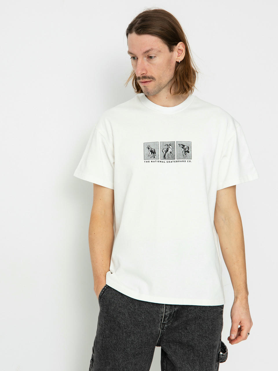 The National Skateboard Co Office Politics Triptych T-shirt (off white)