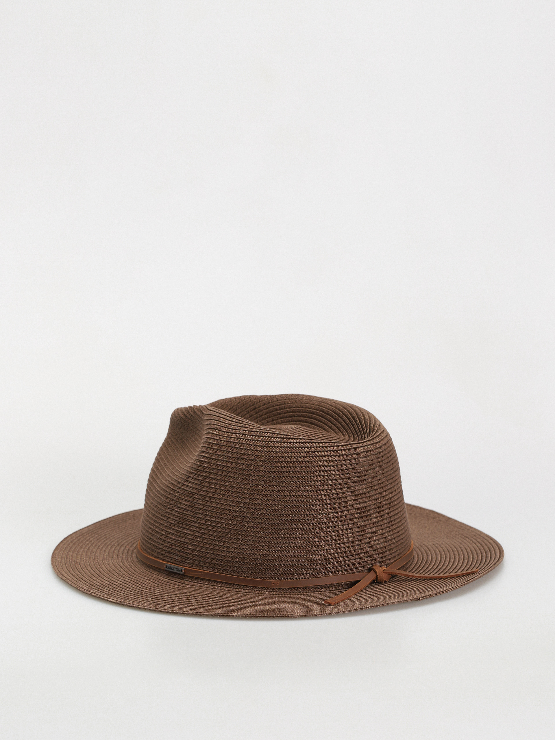 Brixton Wesley Straw Packable Fedora Hat (dark earth)