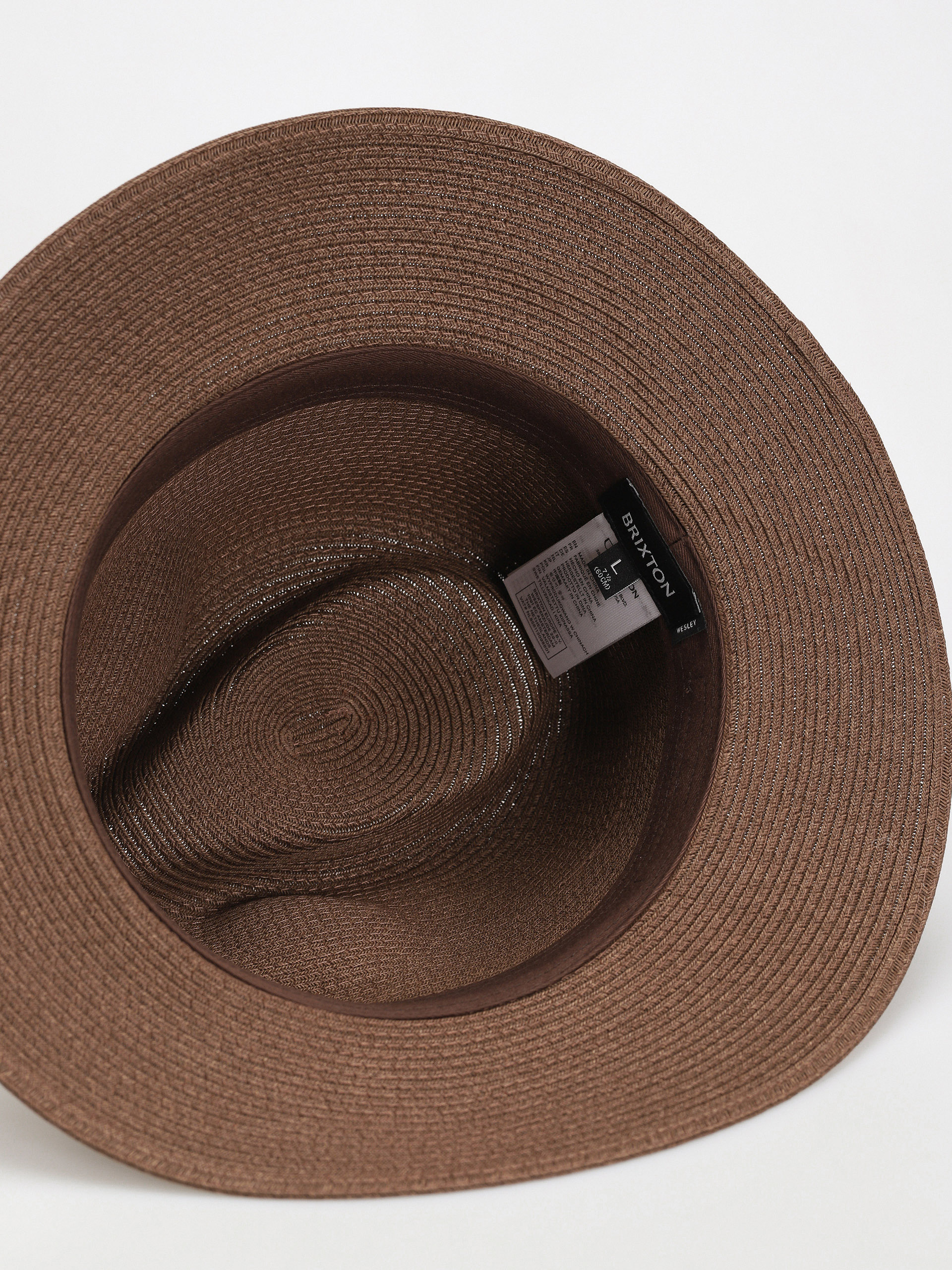 Brixton Wesley Straw Packable Fedora Hat (dark earth)