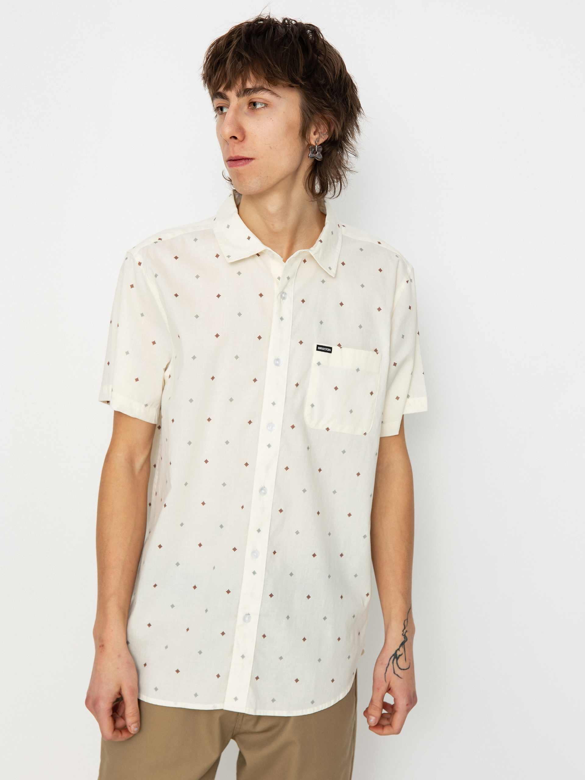 Brixton Charter Print Wvn Hemd (off white pyramid)