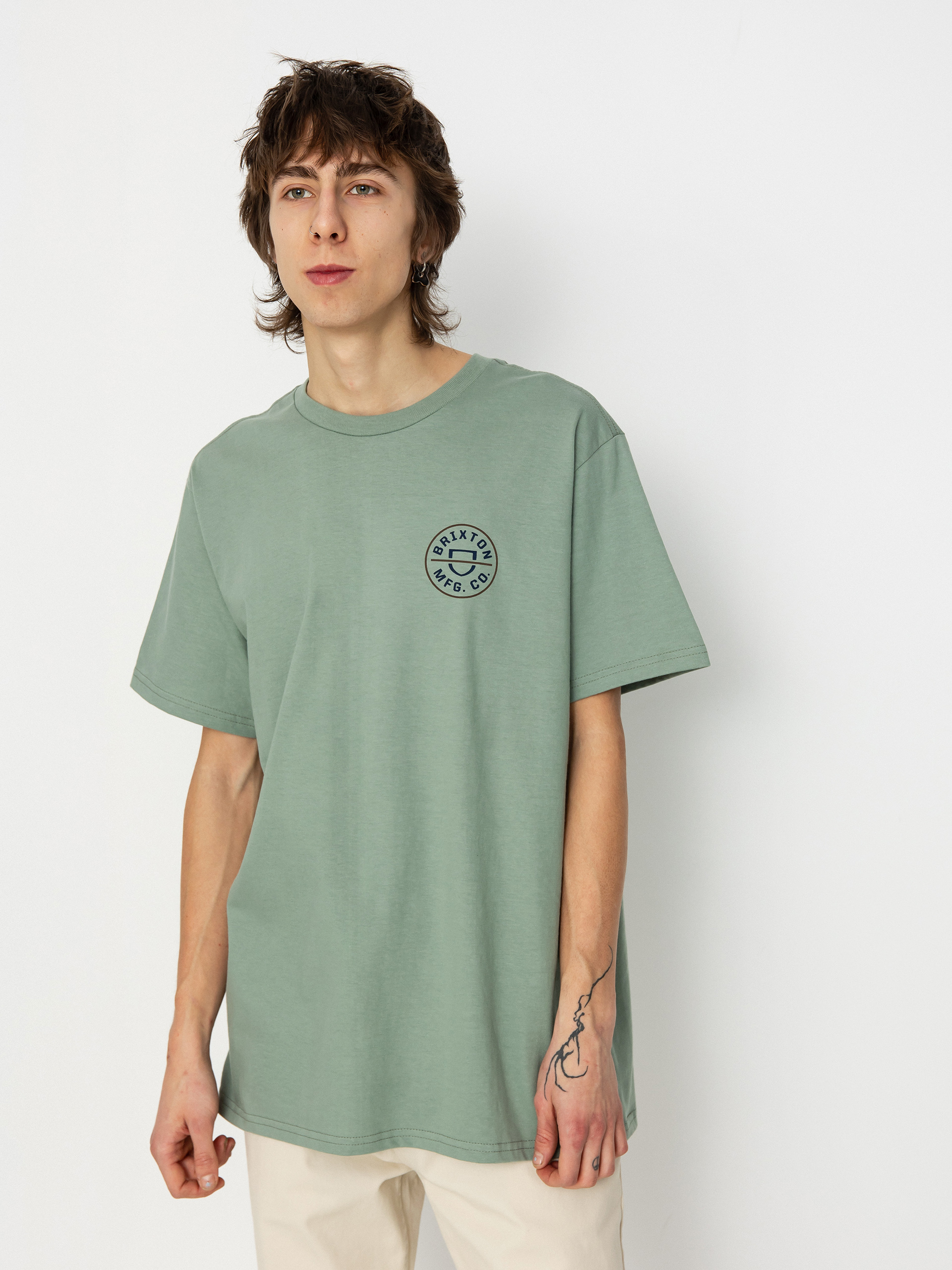 Brixton Crest II Stt T-shirt (chinois green/washed navy/sepi)