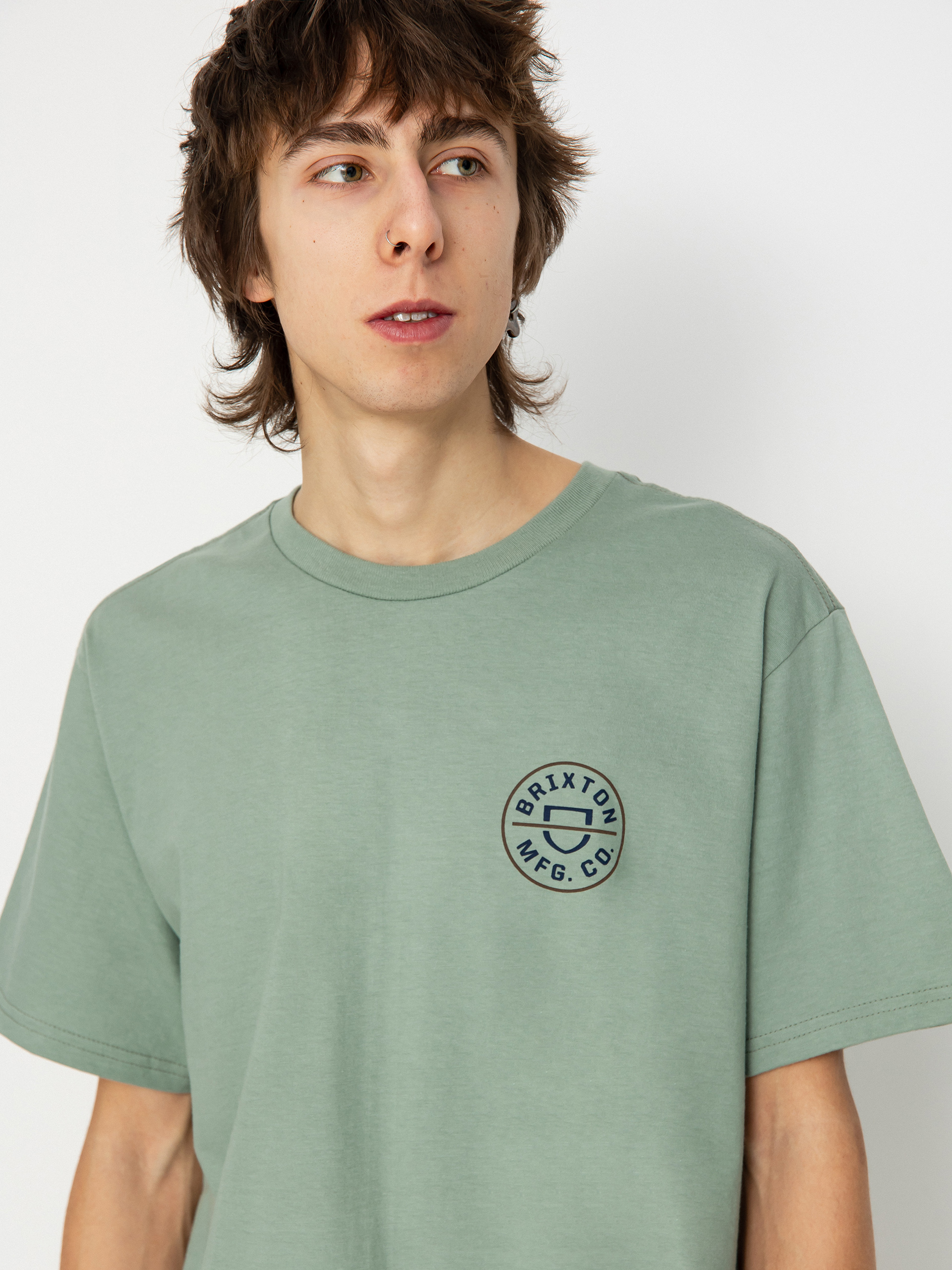 Brixton Crest II Stt T-shirt (chinois green/washed navy/sepi)