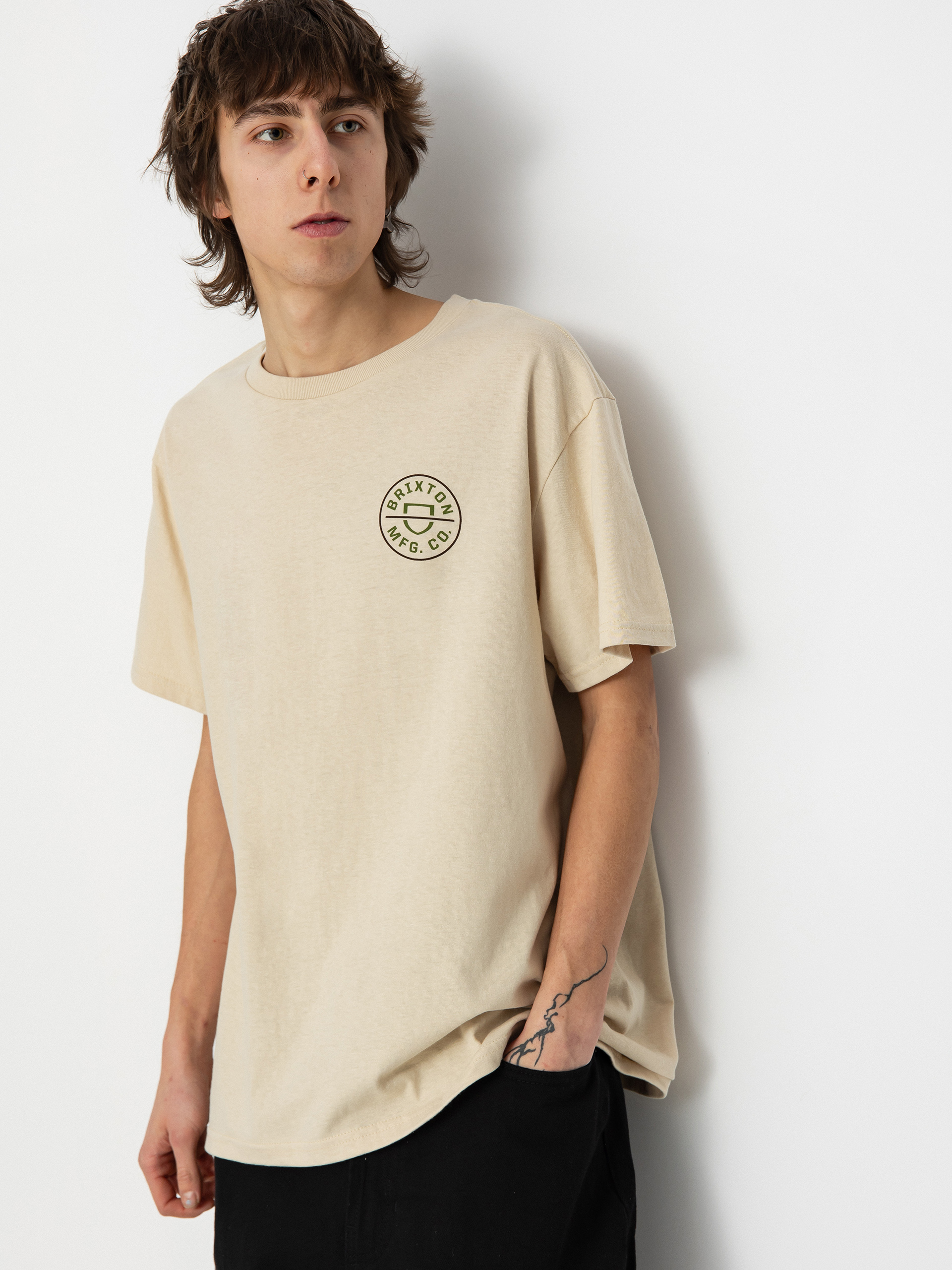 Brixton Crest II Stt T-shirt (cream/sea kelp/sepia)