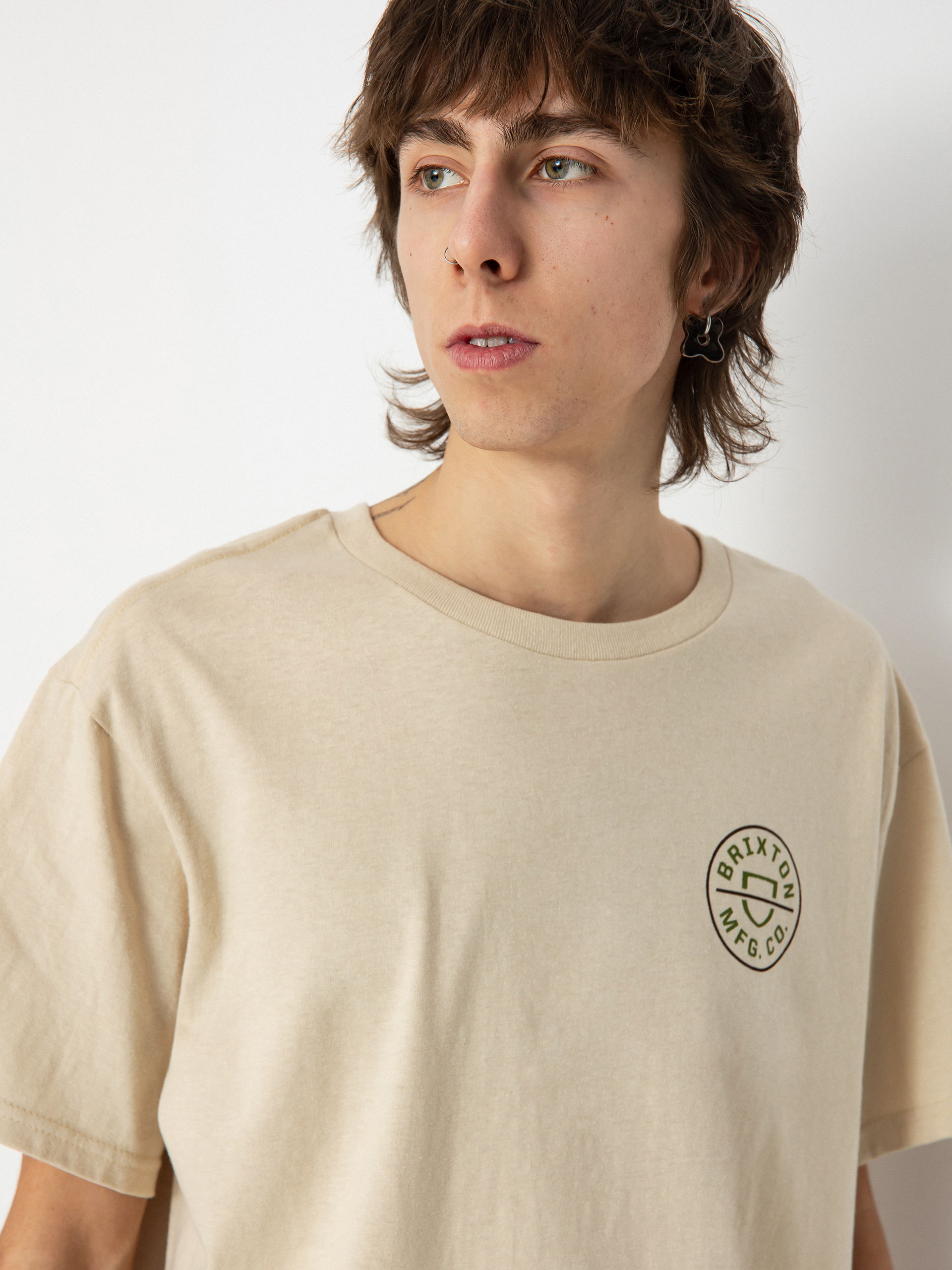 Brixton Crest II Stt T-shirt (cream/sea kelp/sepia)