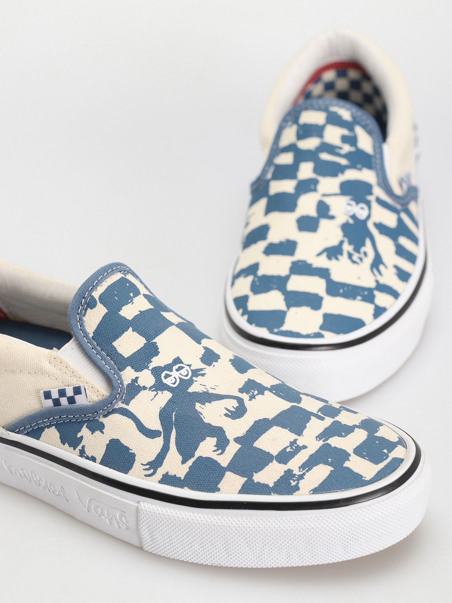 Vans X KROOKED Skate Slip On Shoes - blue (by natas for ray/blue)