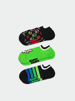 Happy Socks 3-Pack Peace No Show Socks (black)