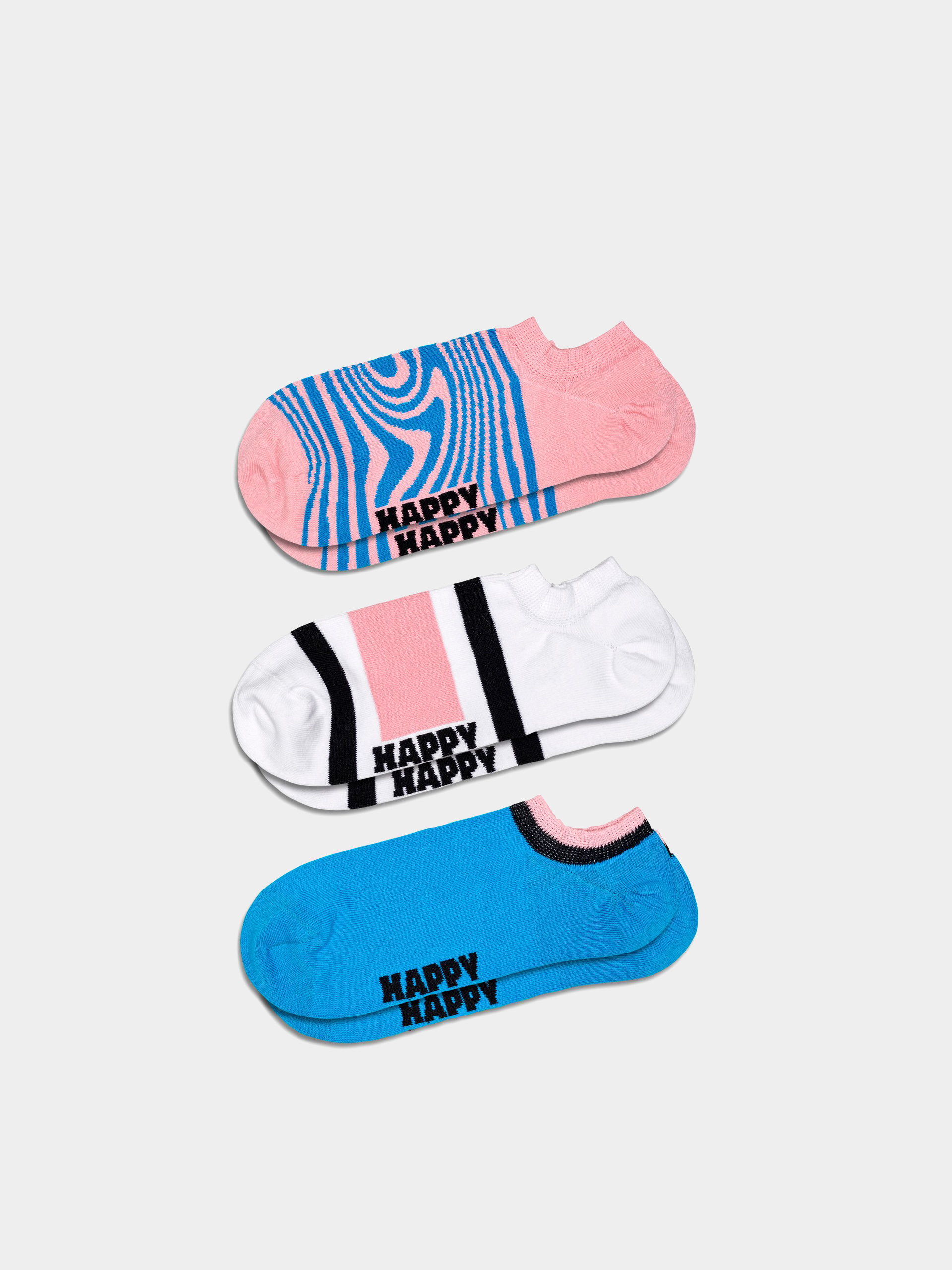 Happy Socks 3-Pack Dizzy No Show Socks (light pink)