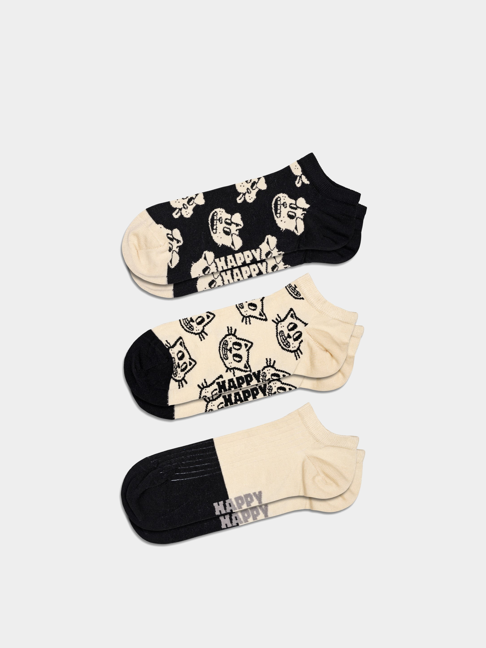 Happy Socks 3-Pack Pets Low Socken (black)