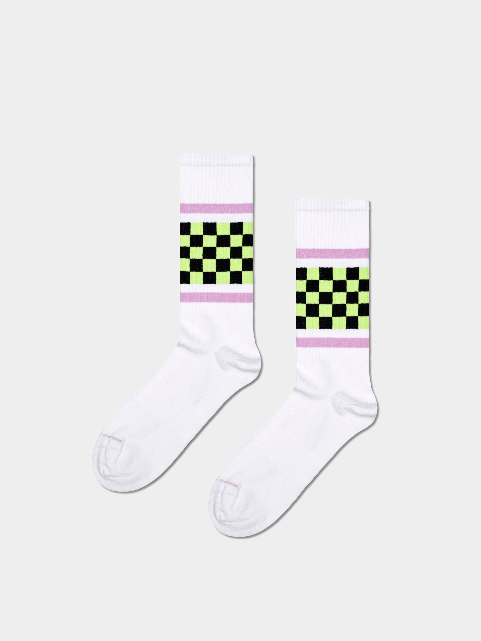 Happy Socks Checked Stripe Socken (white)