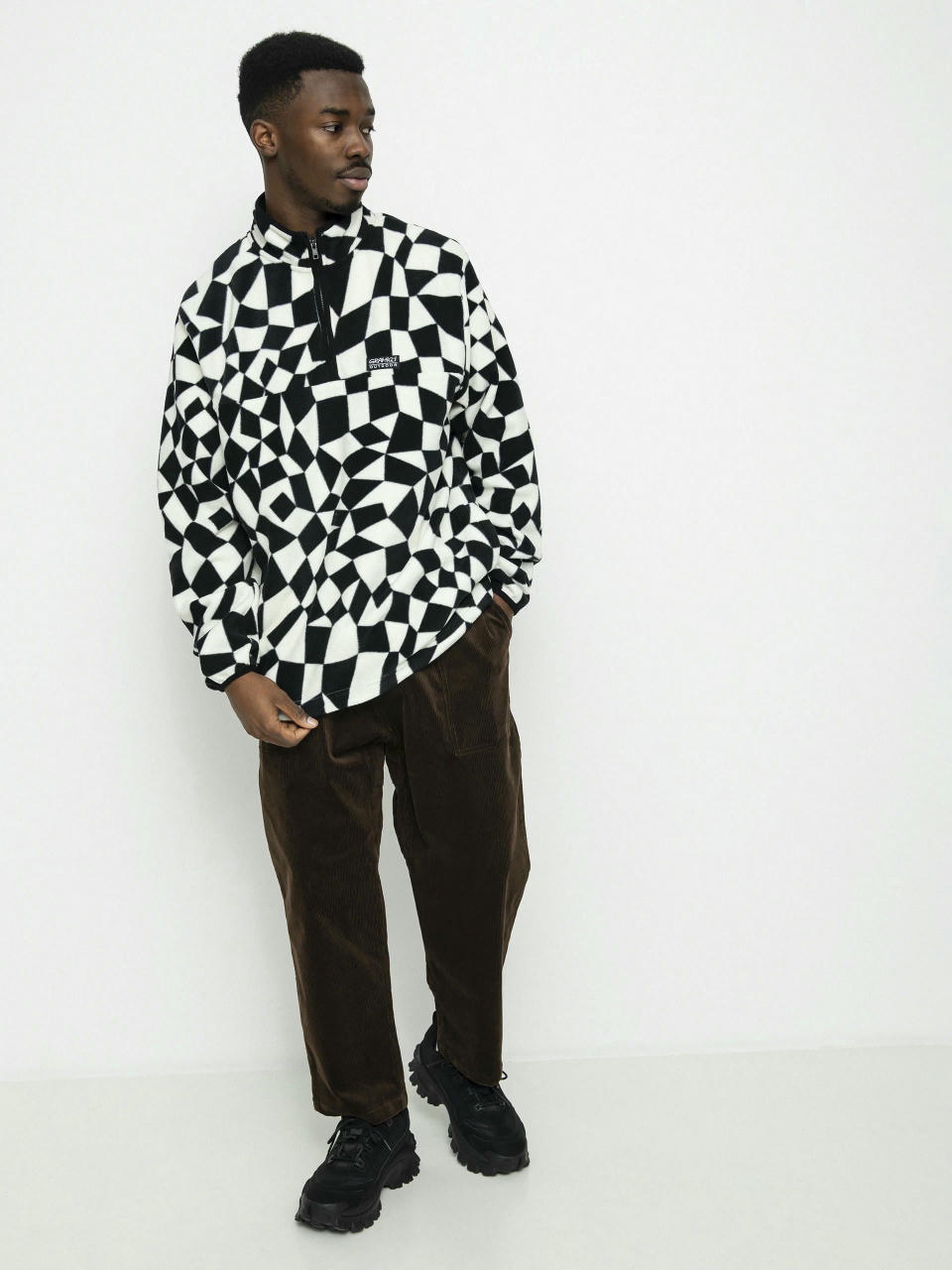 Gramicci Mock Neck Fleece  (black check)