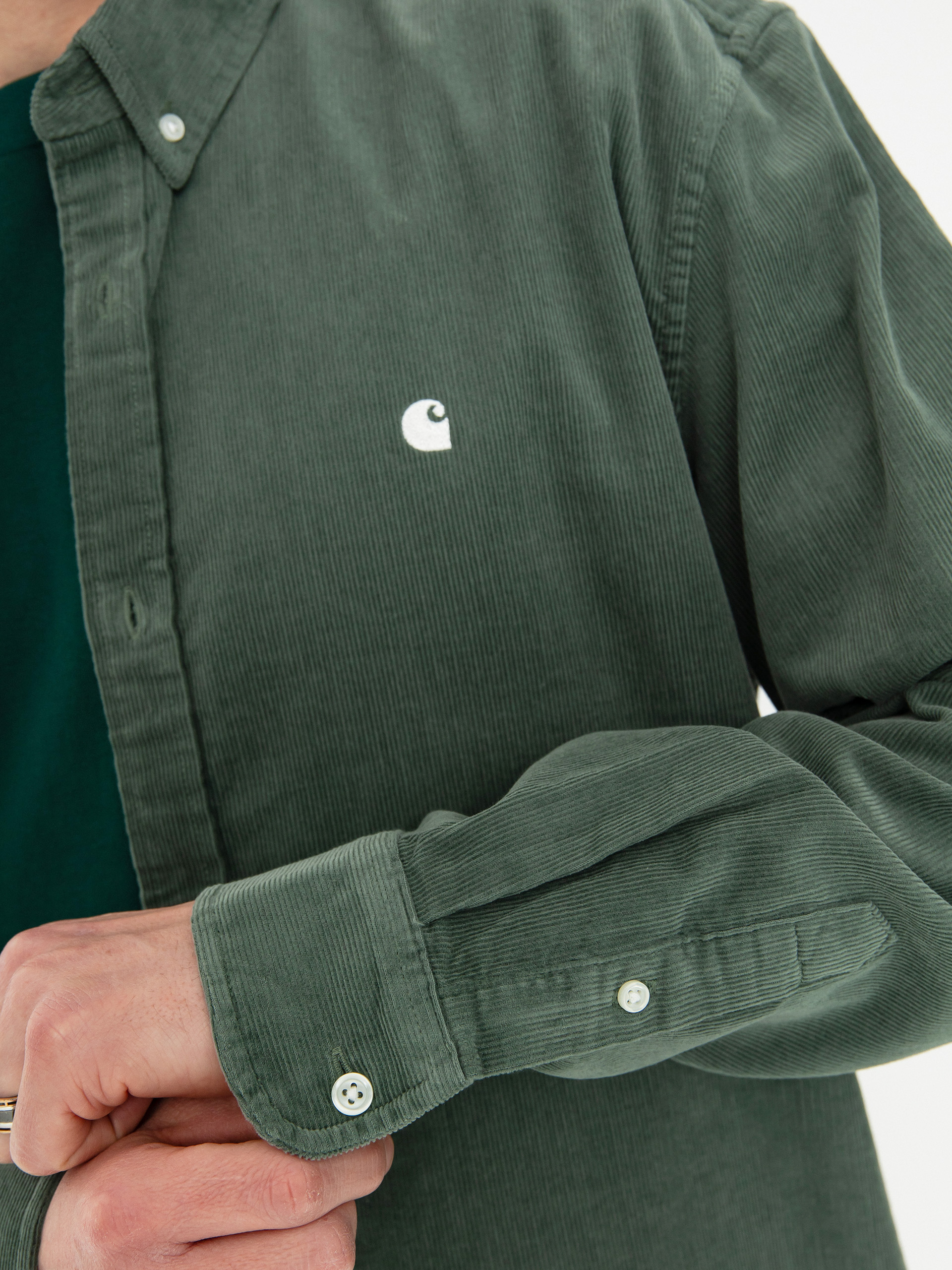 ★ドイツ発*carhartt WIP*新作*Madison Fine Cord シャツ/WAX★ Carhartt WIP Madison Fine Cord Shirt - transparent (black/wax)