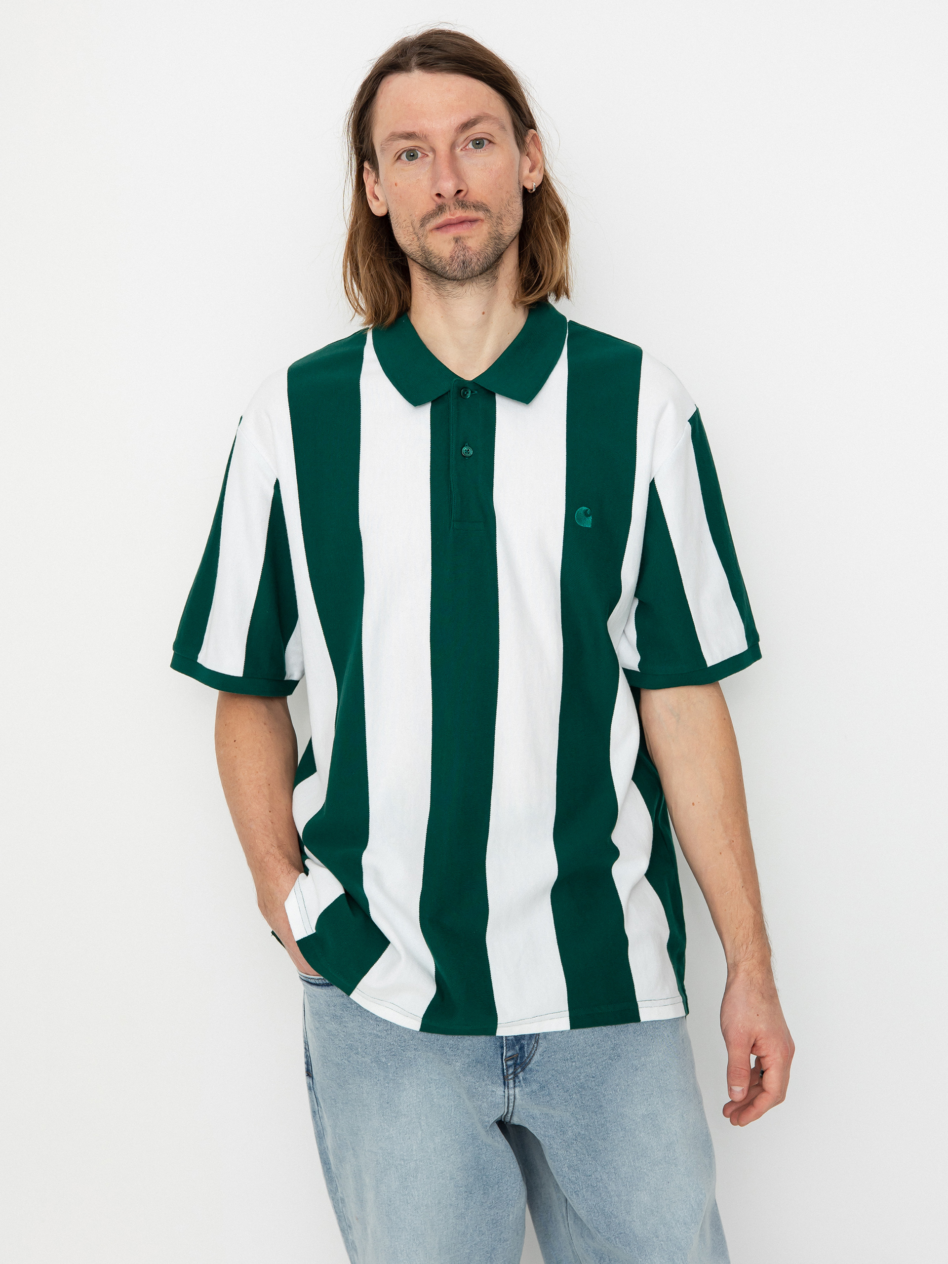 Carhartt WIP Hinton Polo t-shirt (hinton stripe/chervil)