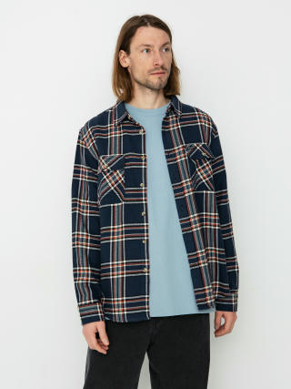 Brixton Bowery Flannel Ls Shirt (washed navy/off white/terracot)