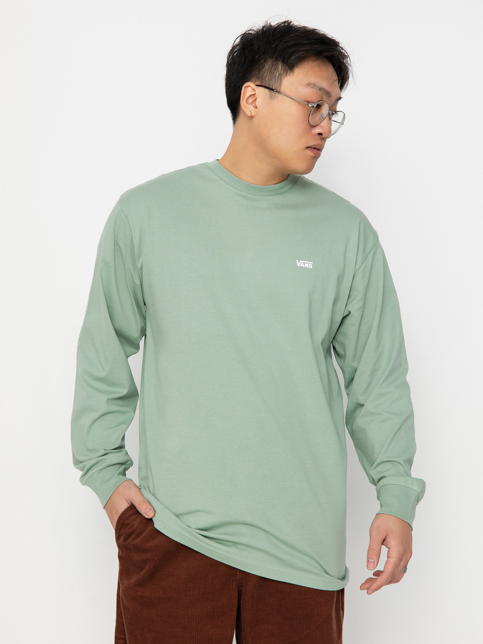 Vans Left Chest Hit Longsleeve (iceberg green/white)