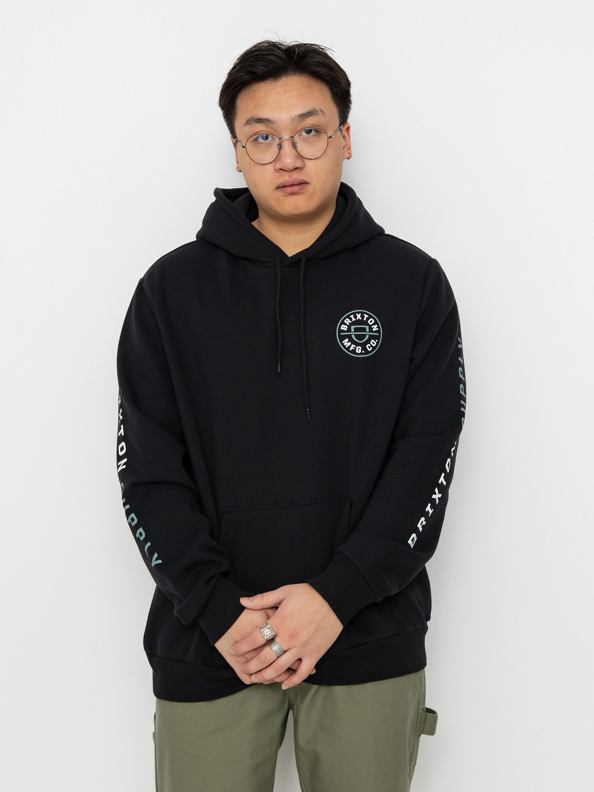 Brixton Crest Hoodie (black/chinois green/white)
