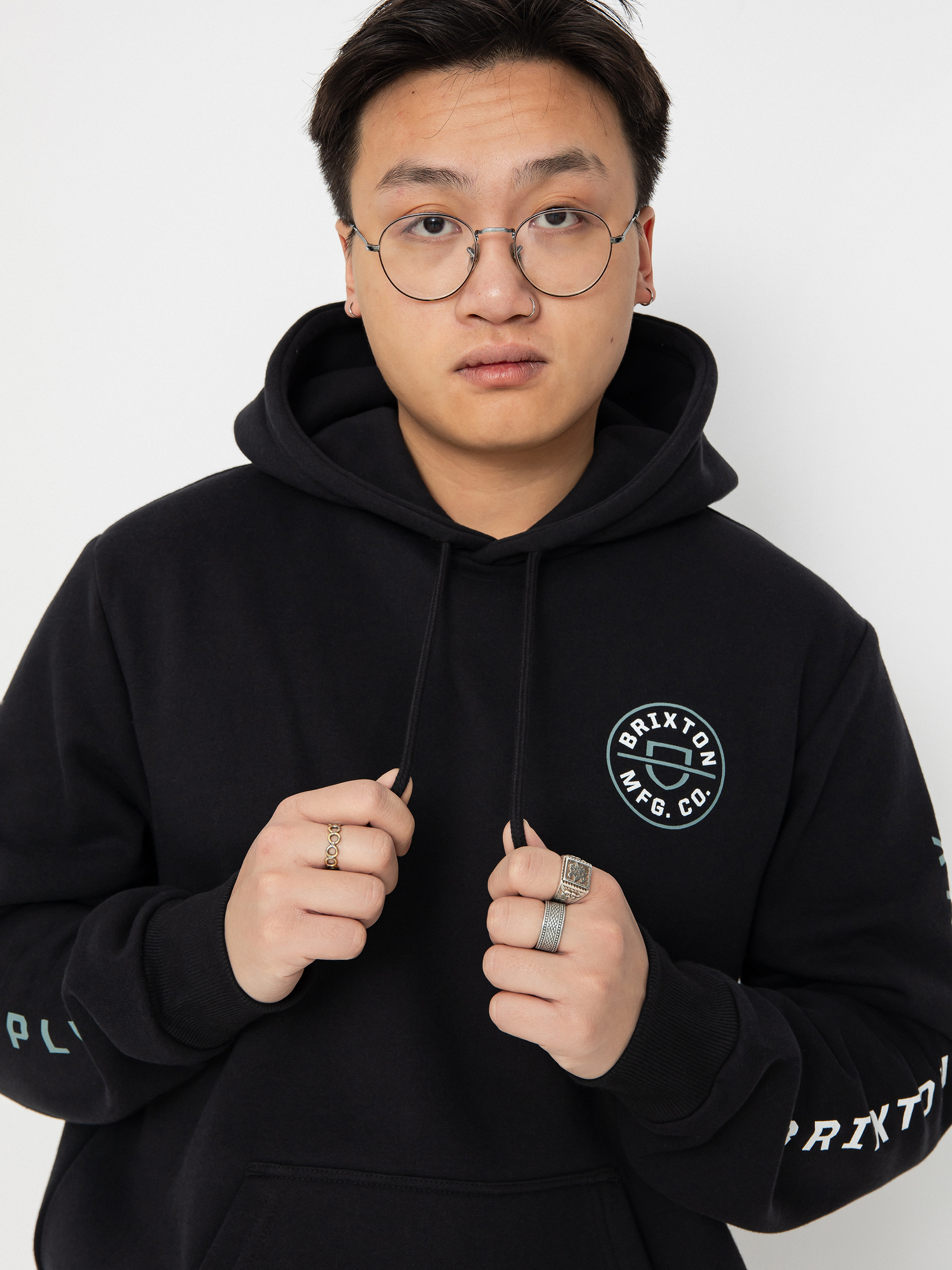 Brixton Crest Hoodie (black/chinois green/white)