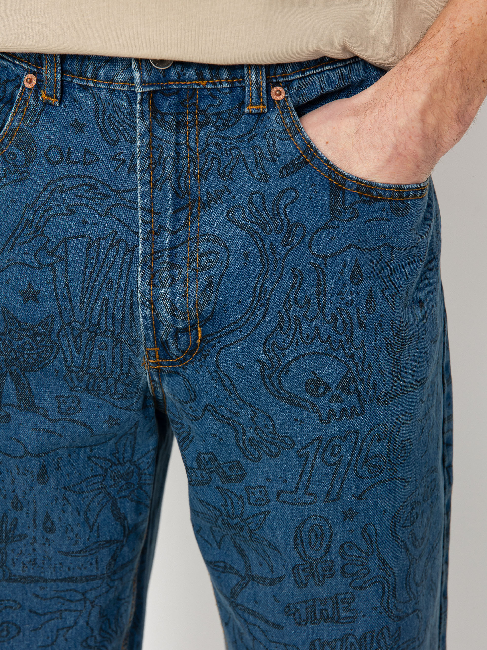 Vans Check 5 Printed Loose Denim Pants (vintage indigo)