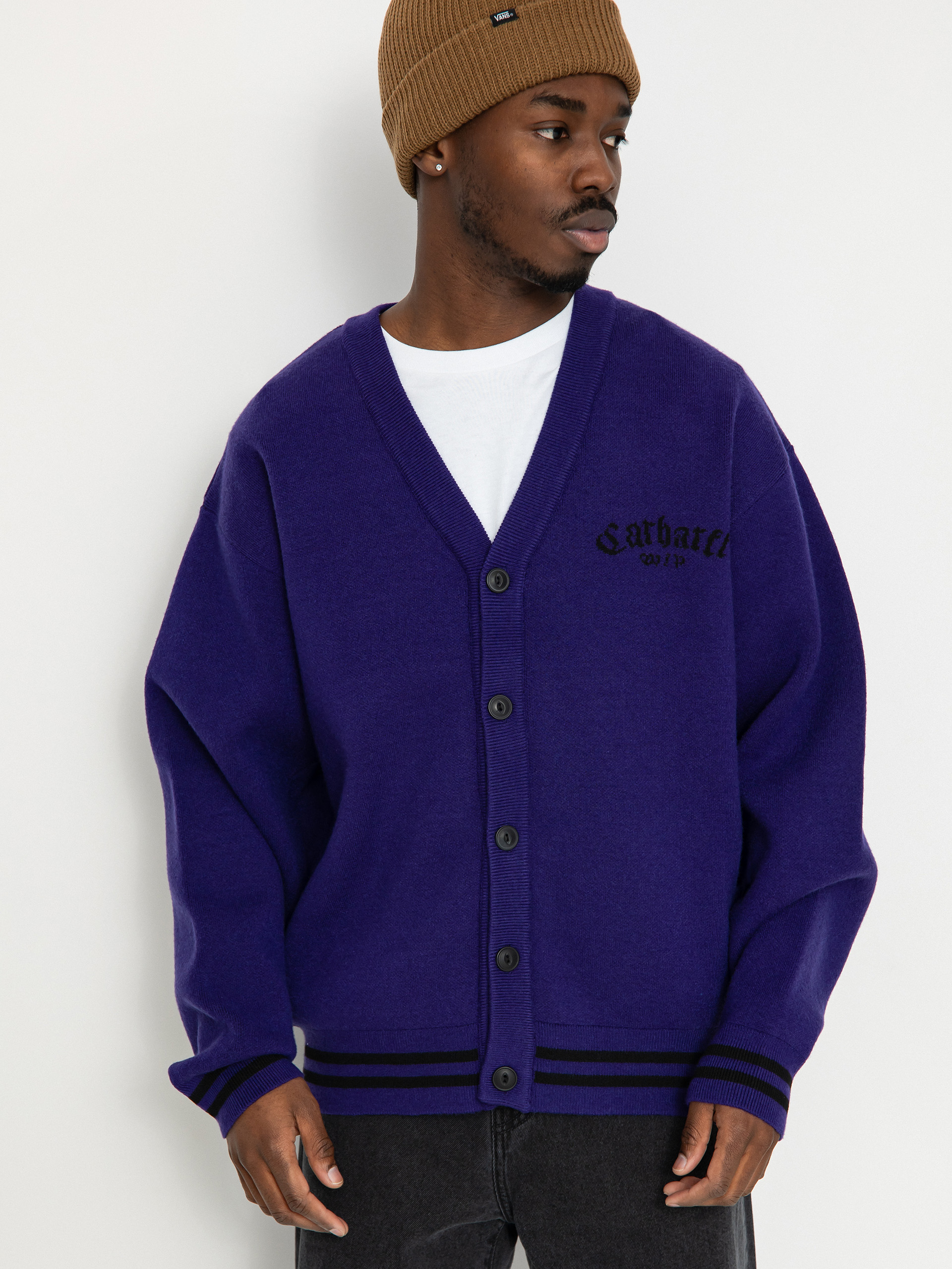 Carhartt WIP Onyx Cardigan Sweater - navy blue (tyrian/black)