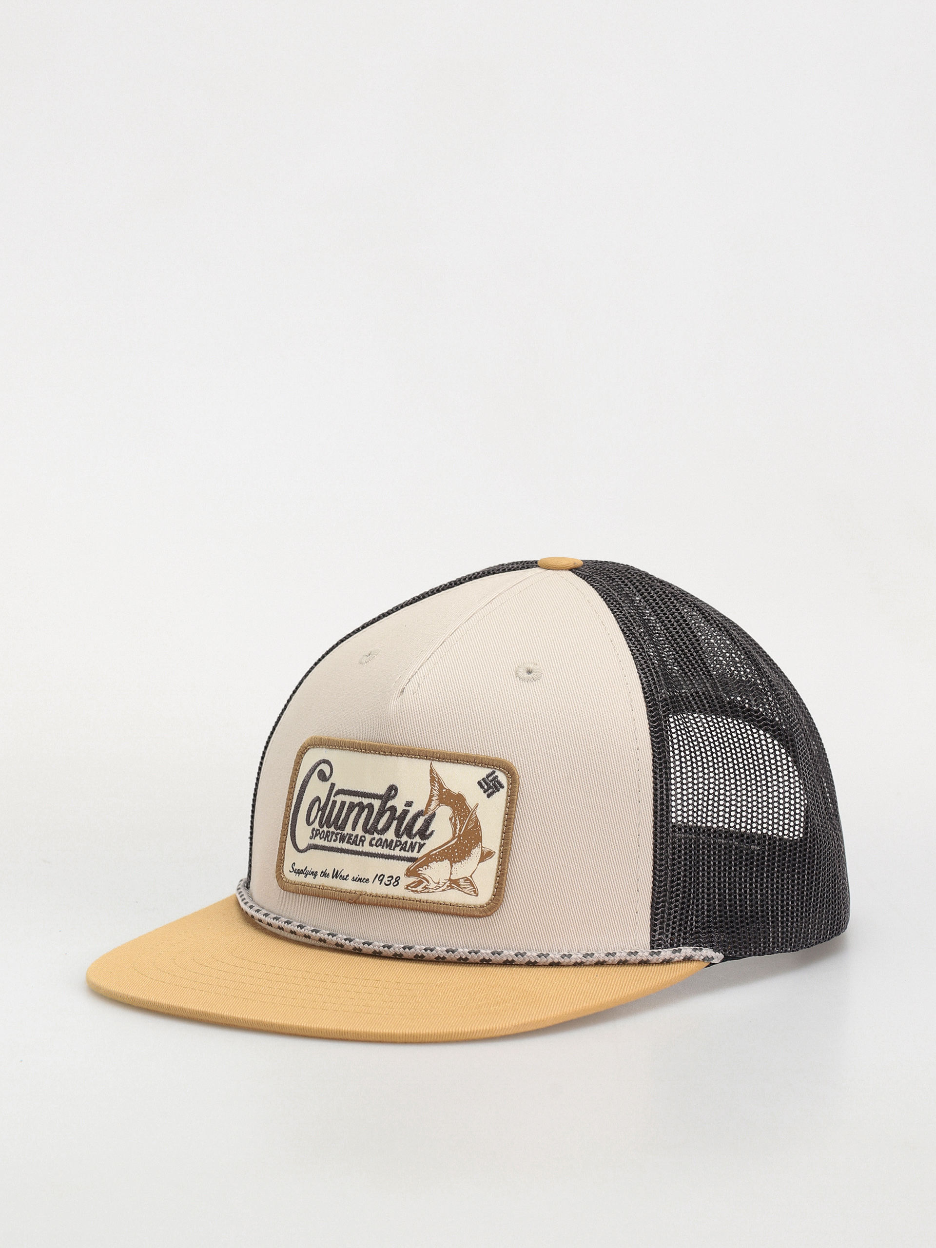 Columbia Flat Brim Snap Back Cap (dark stone/light camel/west fish)