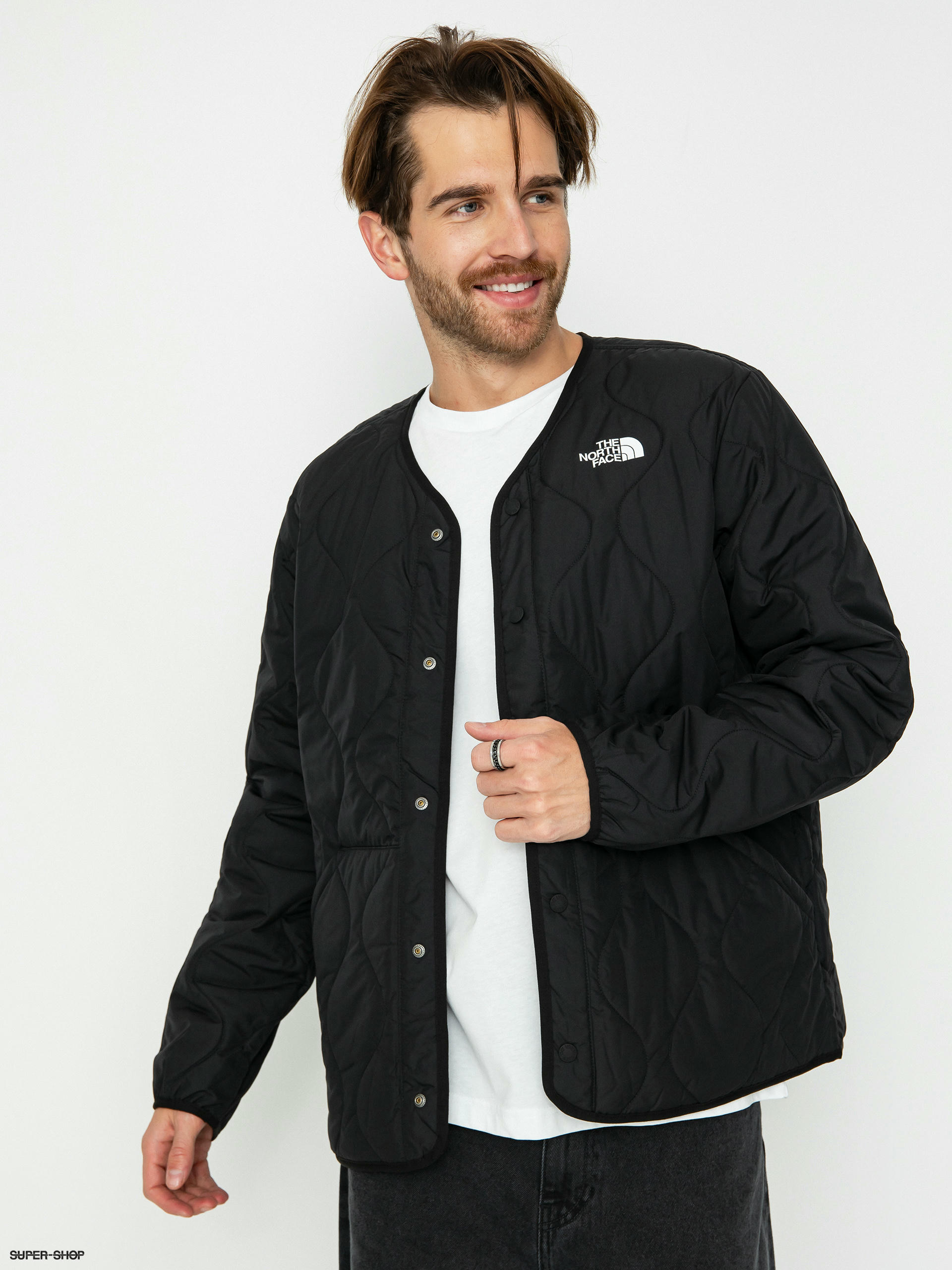 North face deals black quilted jacket