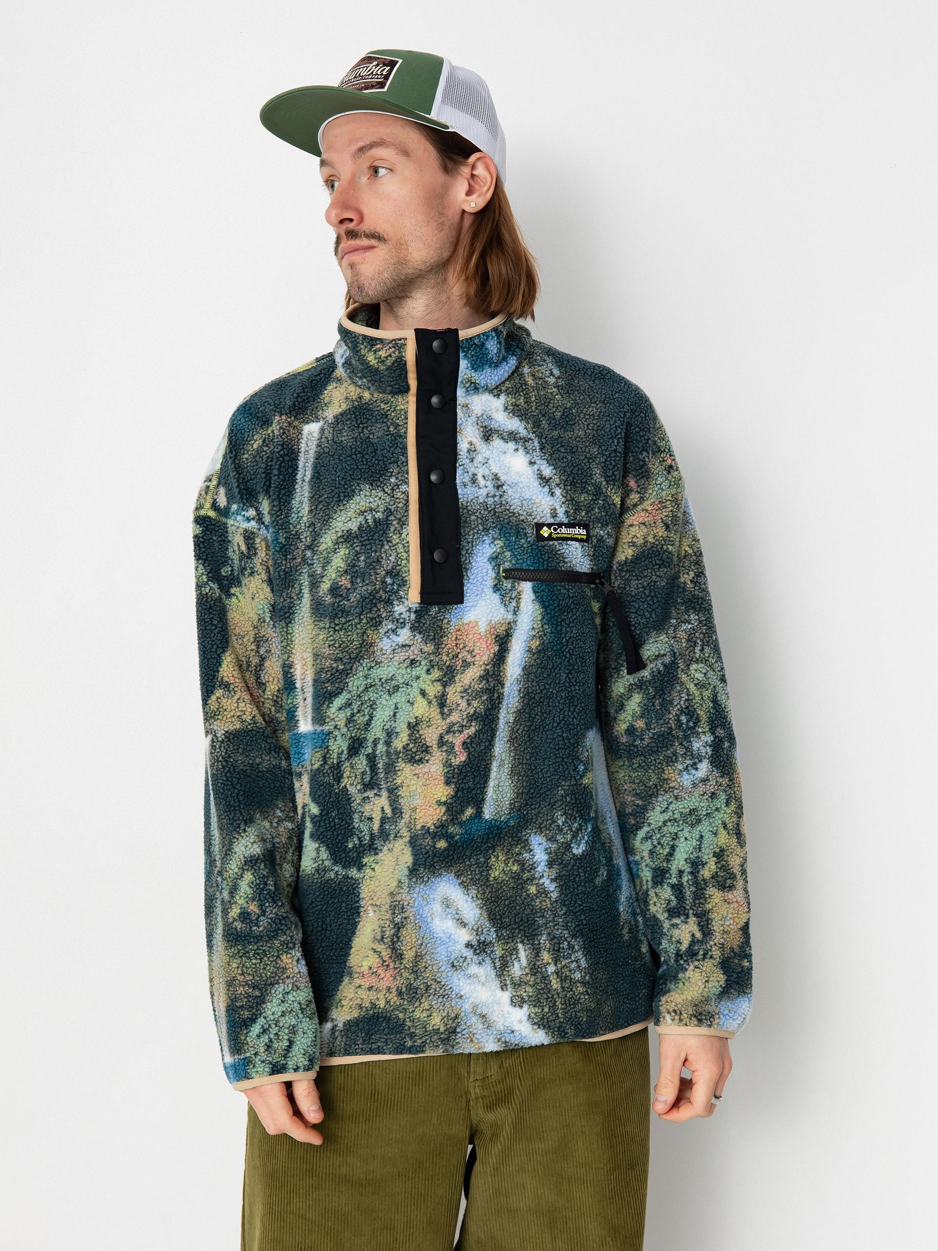 Mens Columbia Helvetia Fleece  (napa green chasing falls print/black/c)