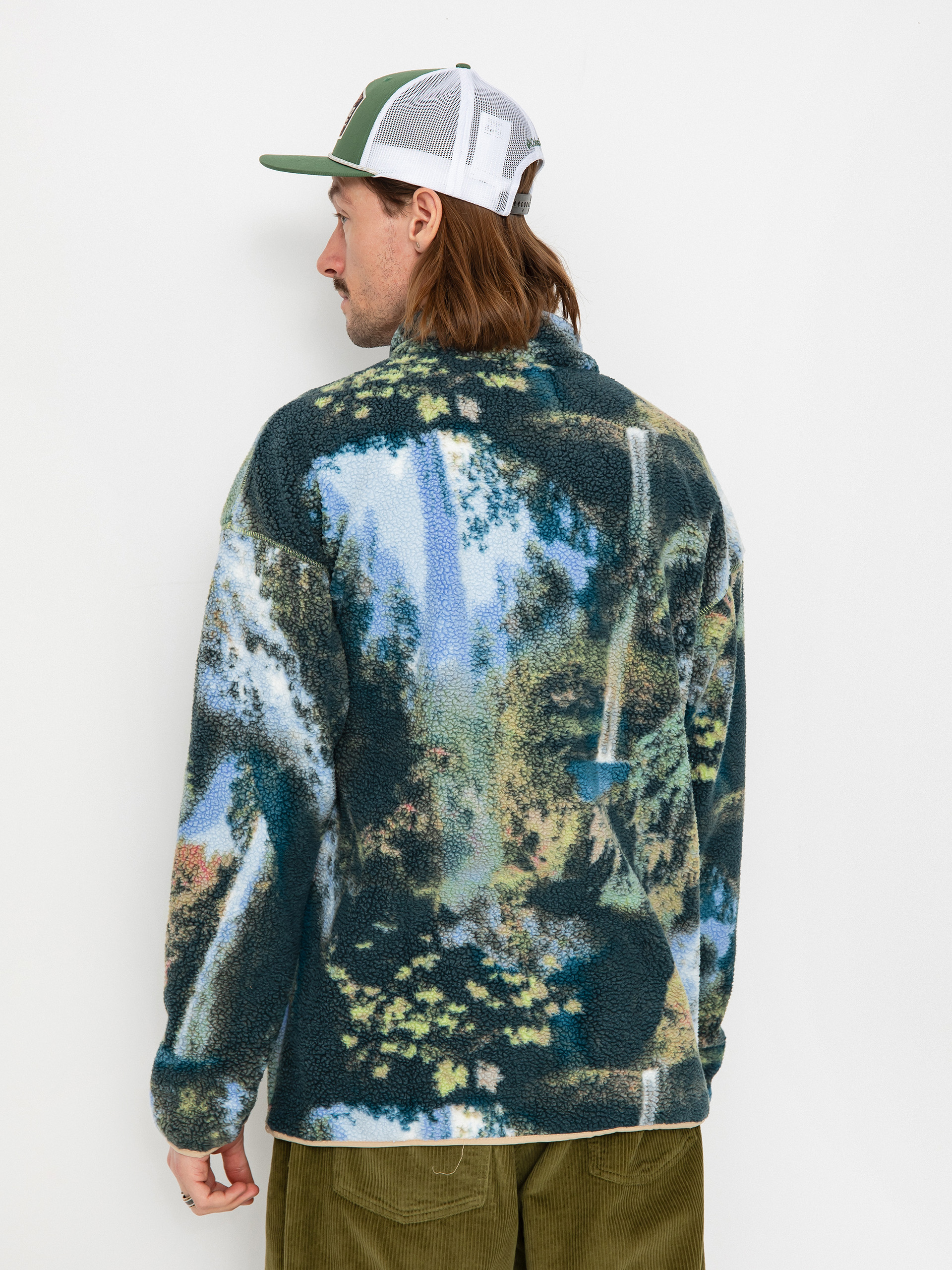 Herren Columbia Helvetia Fleece Jacke (napa green chasing falls print/black/c)