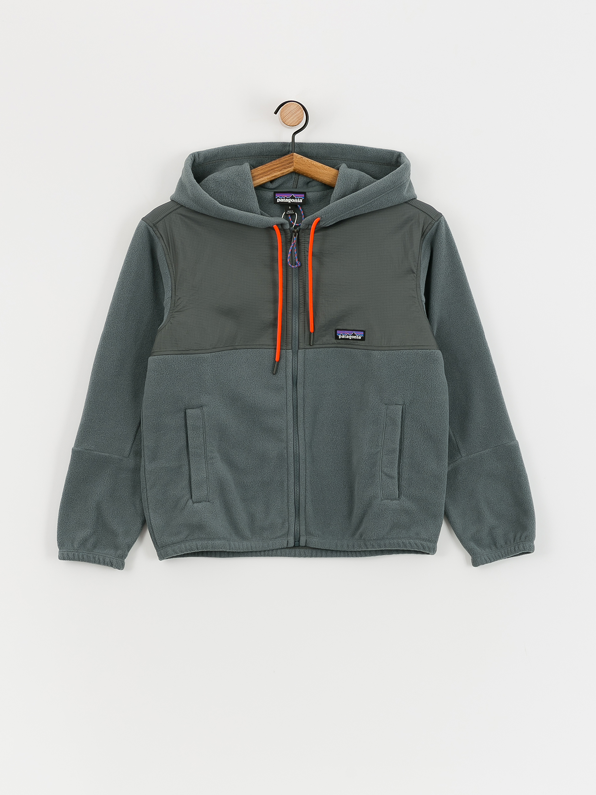 Womens Patagonia Microdini Hoody Fleece  (nouveau green campfire orange)