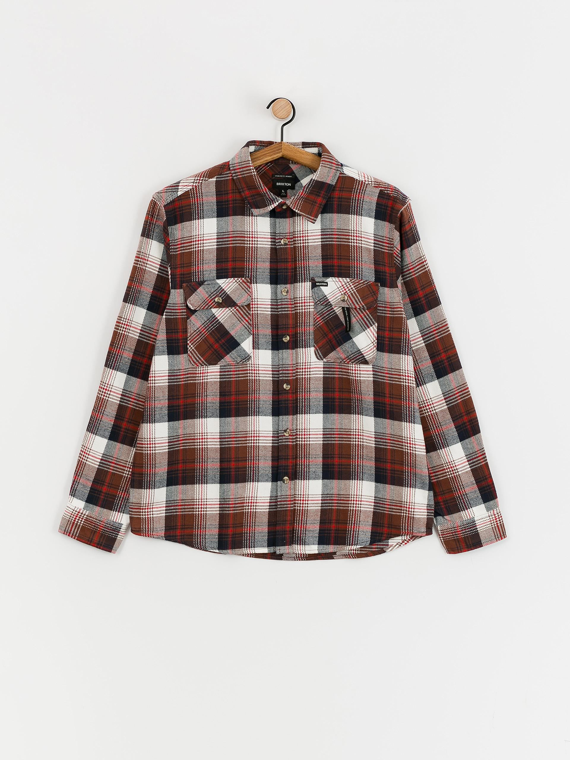 Brixton Bowery Flannel Ls Shirt (washed navy/sepia/off white)