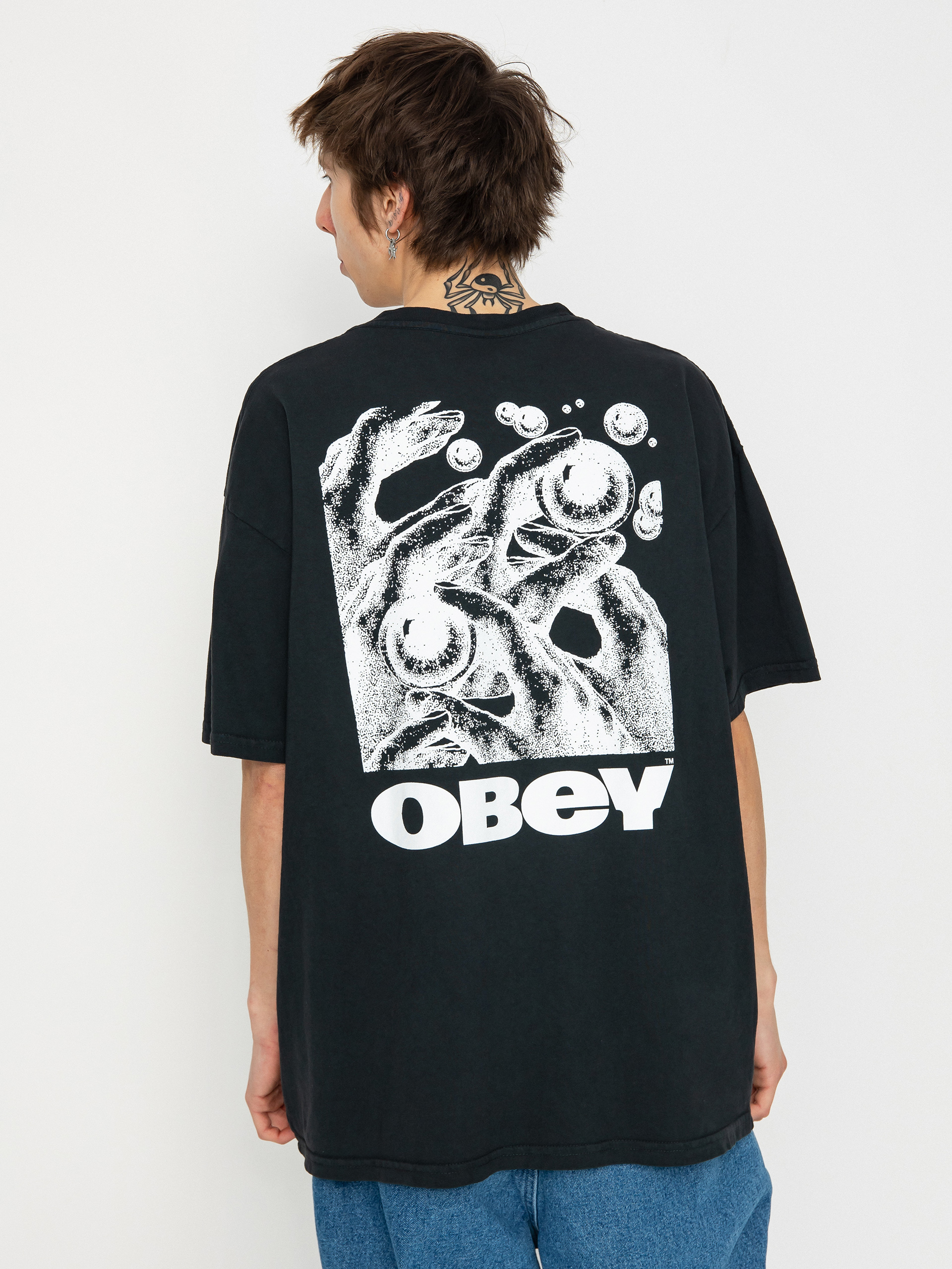 OBEY T Shirt Eyes In My Head black pigment vintage black