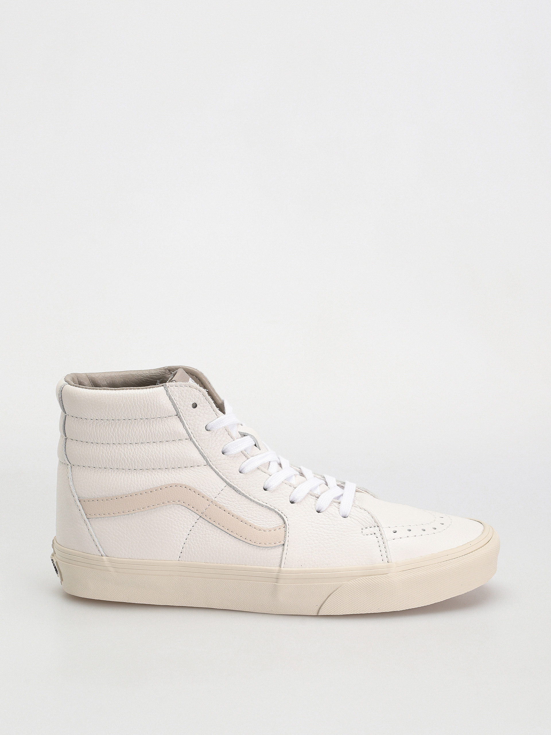 Leather Shoes Vans Skate Hi White Leather Vans Sk8 Hi Shoes Beige