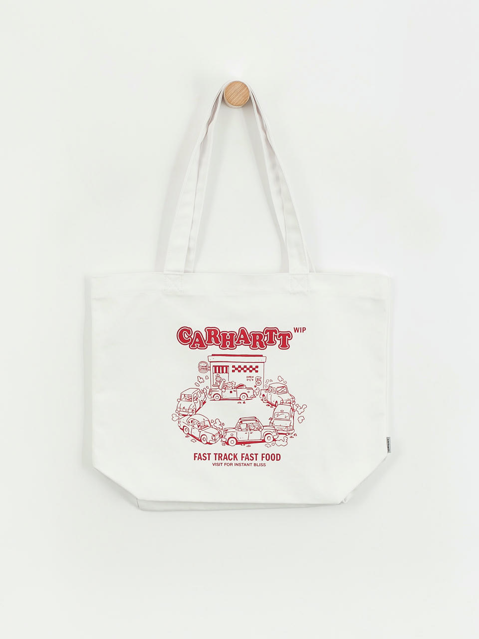 Carhartt WIP Canvas Graphic Tote Bag (fast food print/white/samba)